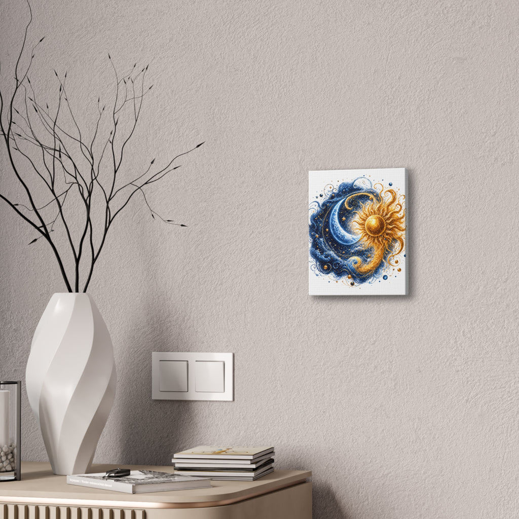 Sun and Moon Wall Art Canvas - Cosmic Celestial Painting