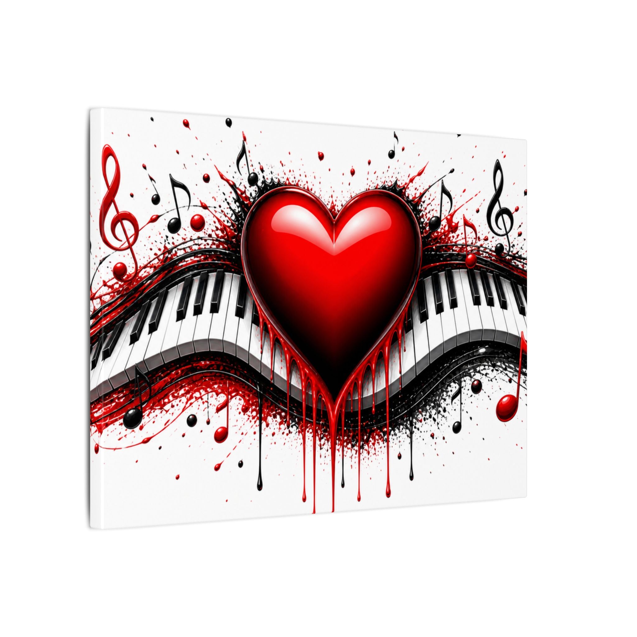 Dripping Red Heart Piano Matte Canvas