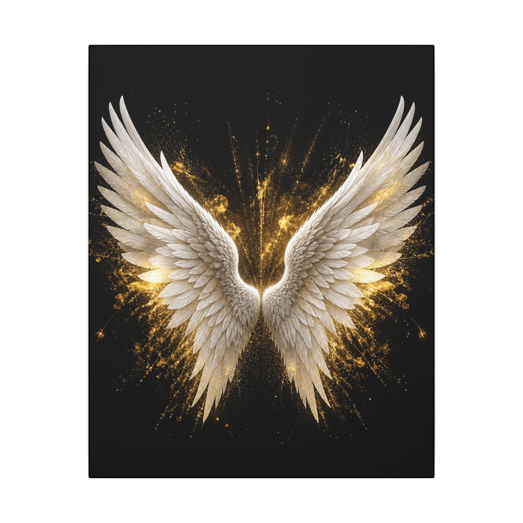 Angel Wings Canvas Print – Golden Feather Wall Art