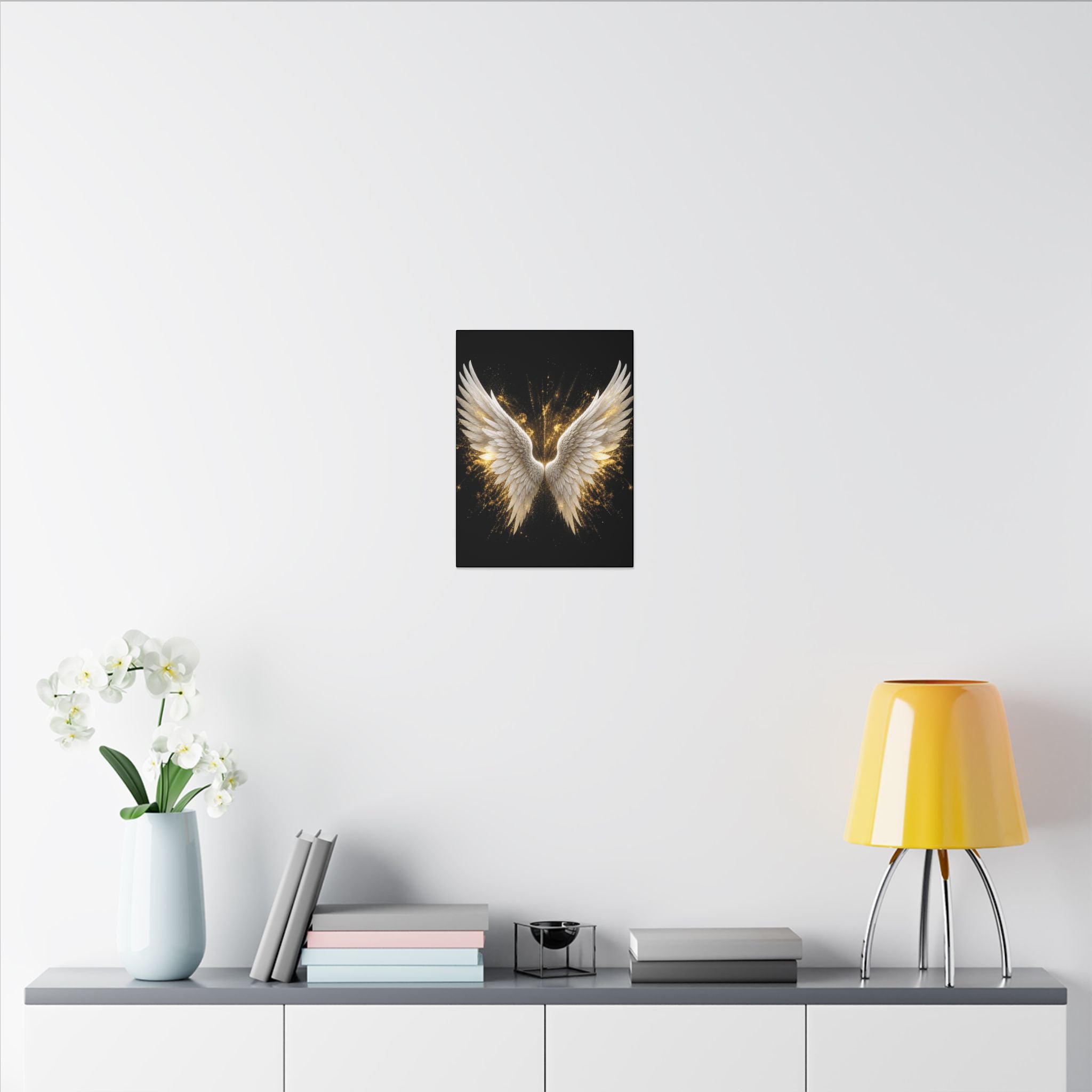 Angel Wings Canvas Print – Golden Feather Wall Art