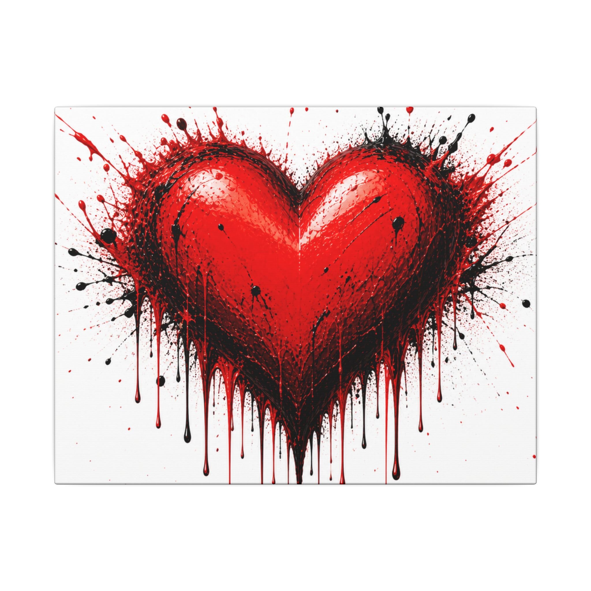 Dripping Red Heart Matte Canvas Wall Art — Bold Graffiti Love Print