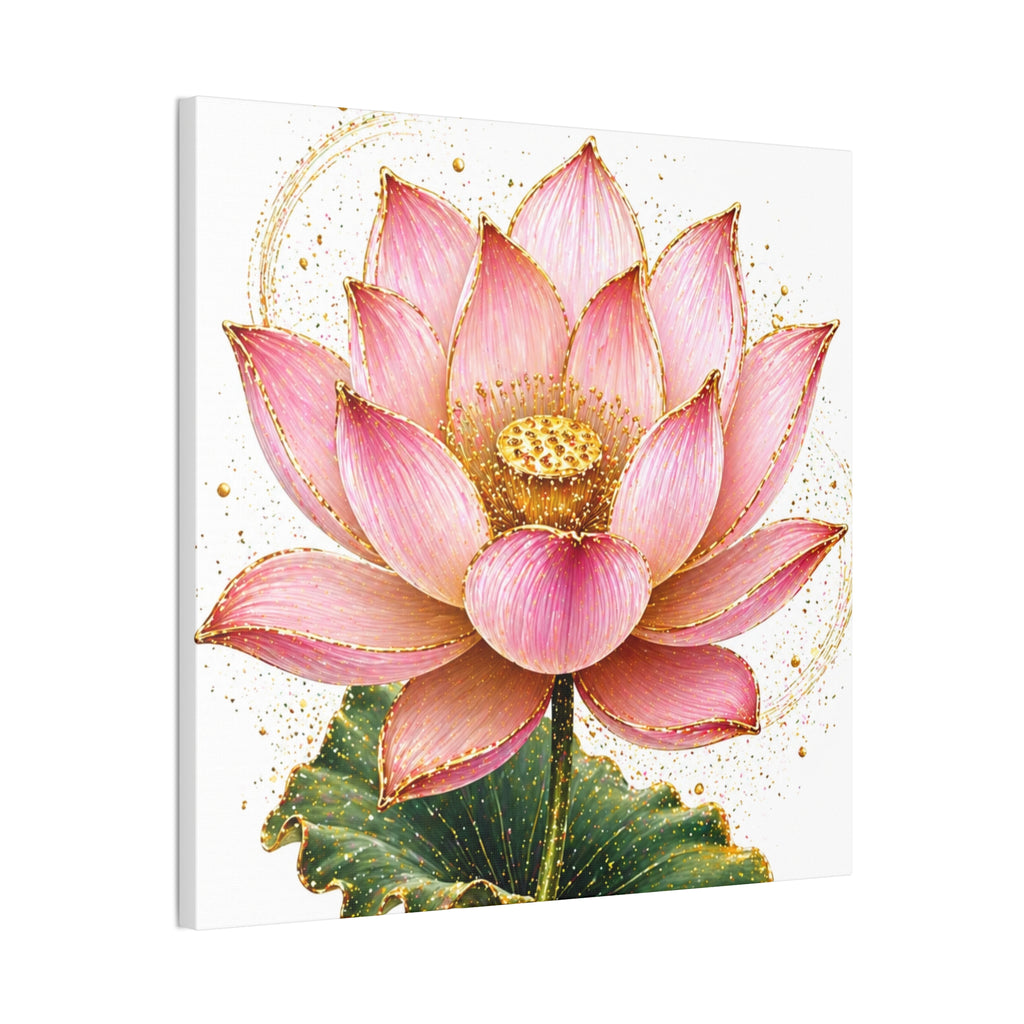 Pink Lotus Canvas Wall Art — Stretched Floral Canvas Print