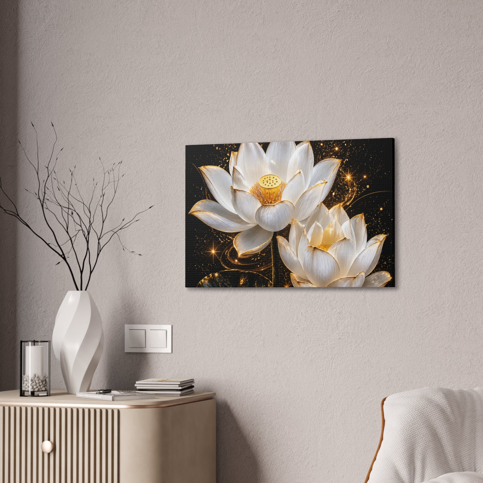 Golden Lotus Canvas Print