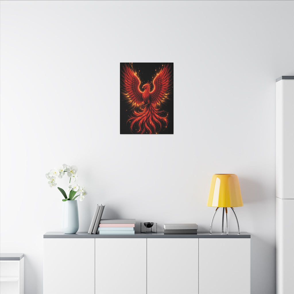 Fiery Phoenix Matte Stretched Canvas