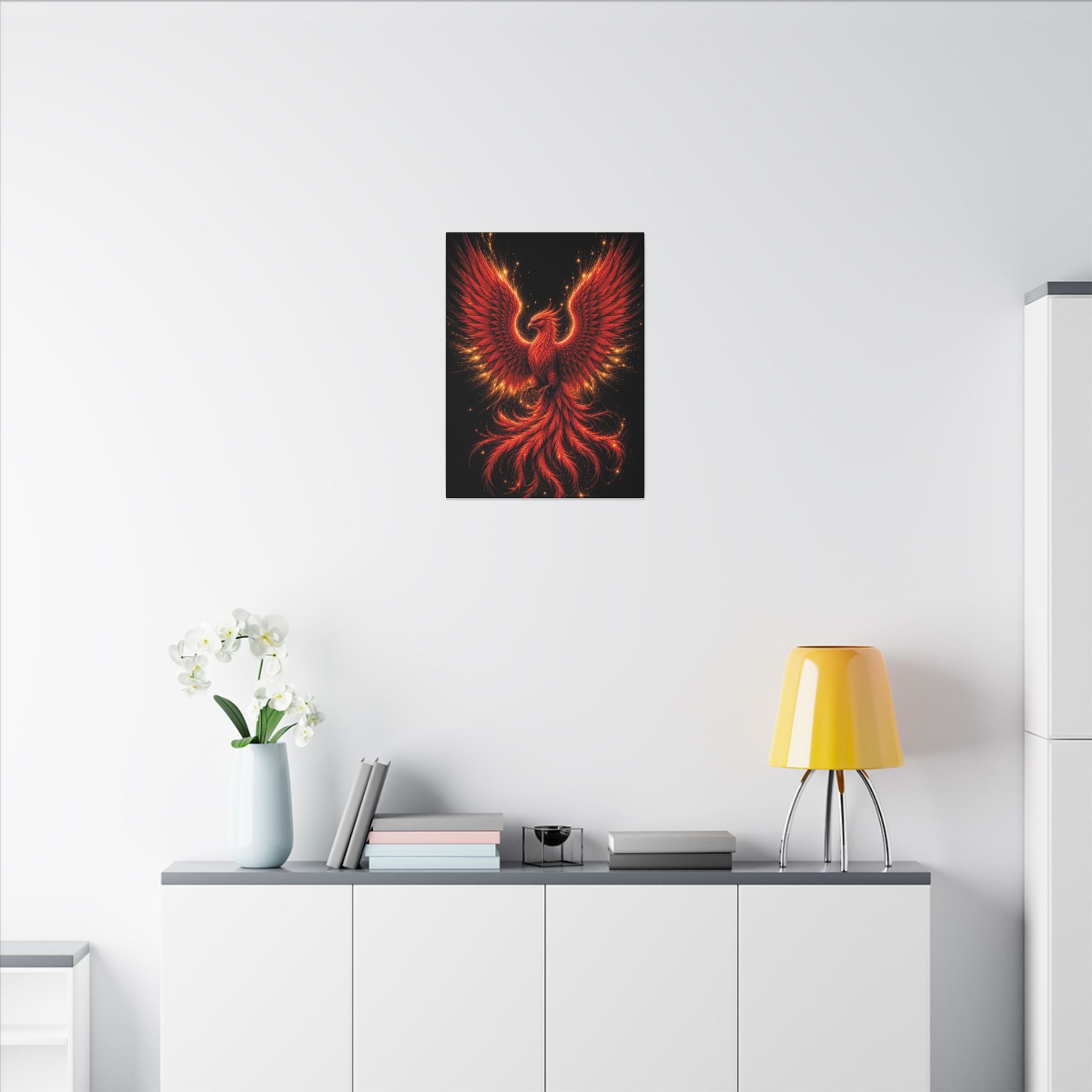 Fiery Phoenix Matte Stretched Canvas