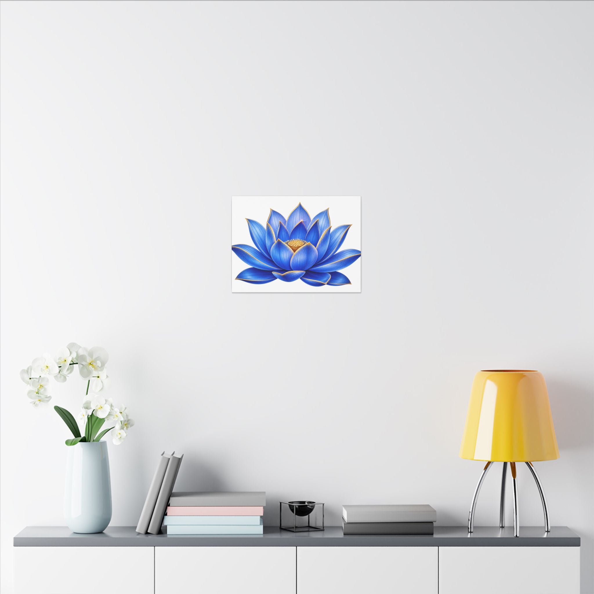 Blue Lotus Canvas Wall Art — Stretched Matte Floral Print