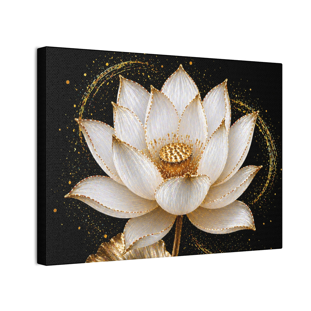 Gold Lotus Canvas Wall Art - Stretched Canvas Floral Print