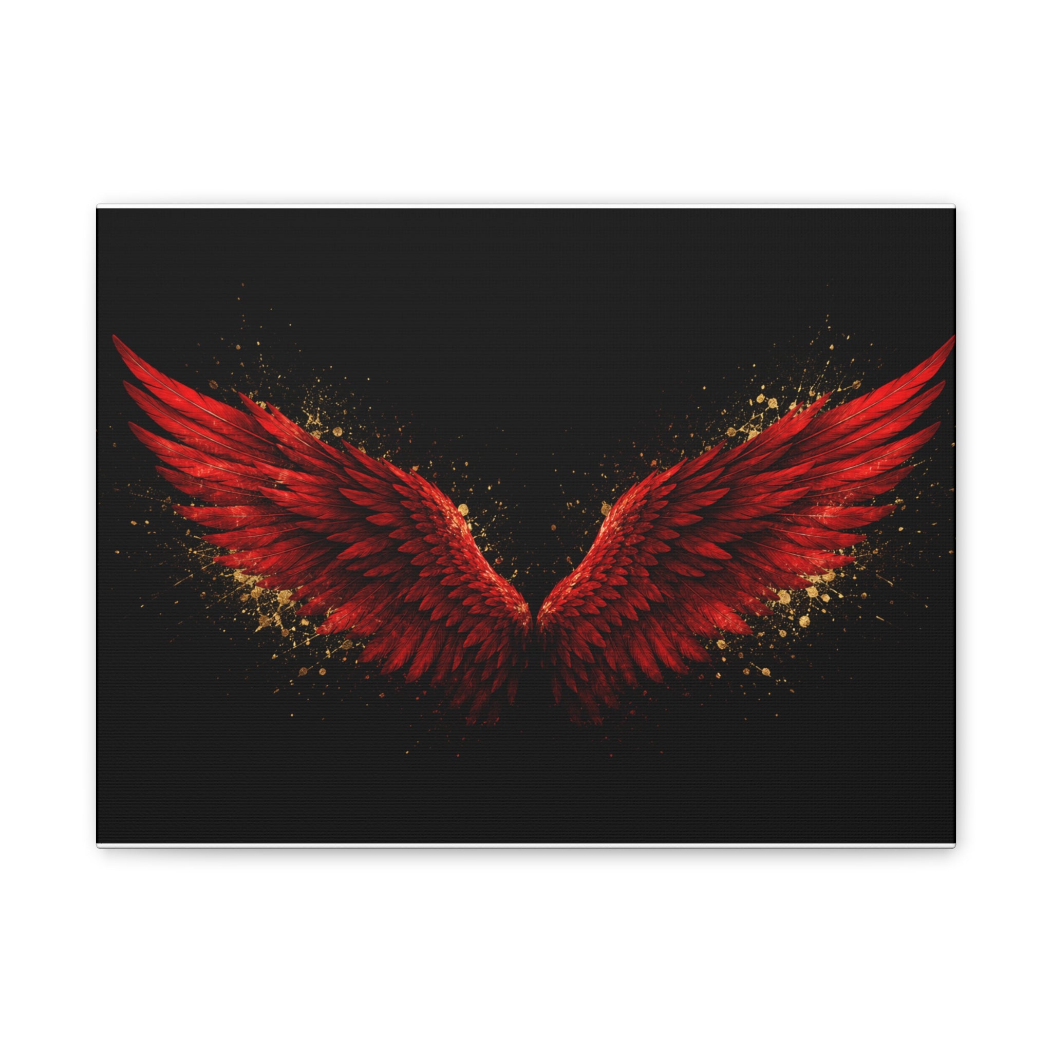 Red Angel Wings Canvas Print — Dramatic Gothic Wall Art
