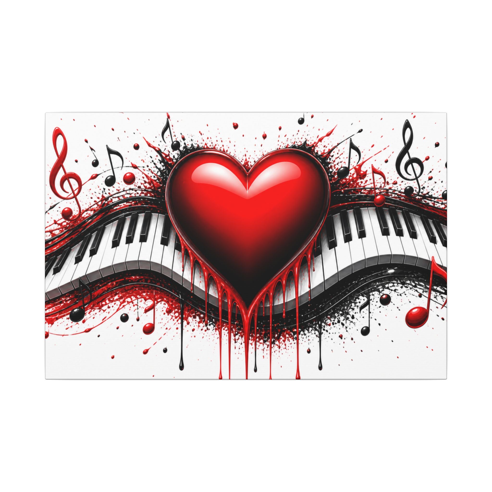 Dripping Red Heart Piano Matte Canvas