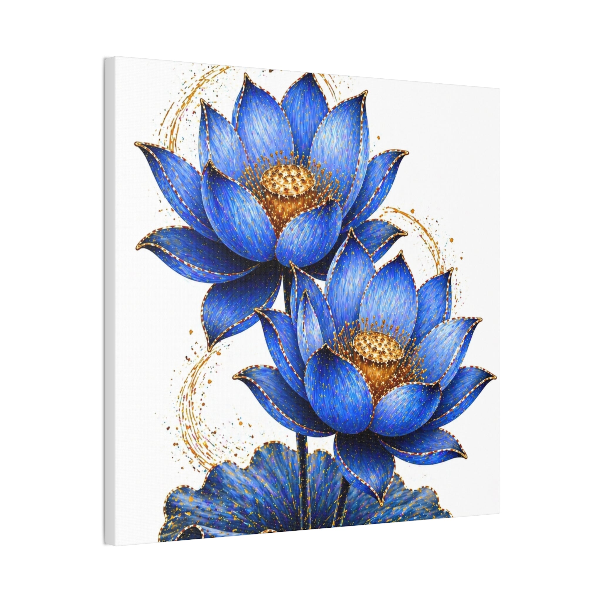 Blue Lotus Canvas Wall Art — Stretched 0.75" Botanical Print
