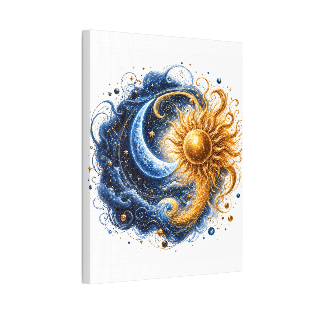 Sun and Moon Wall Art Canvas - Cosmic Celestial Painting