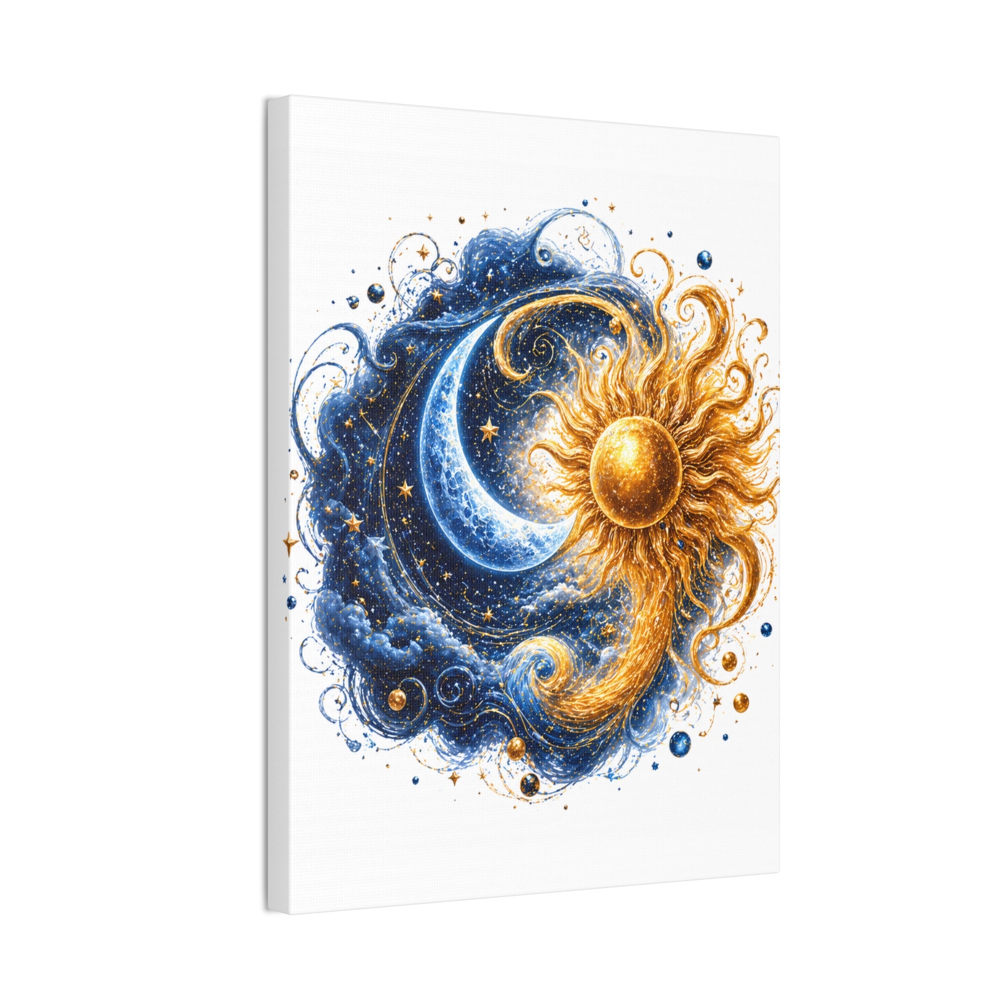 Sun and Moon Wall Art Canvas - Cosmic Celestial Painting