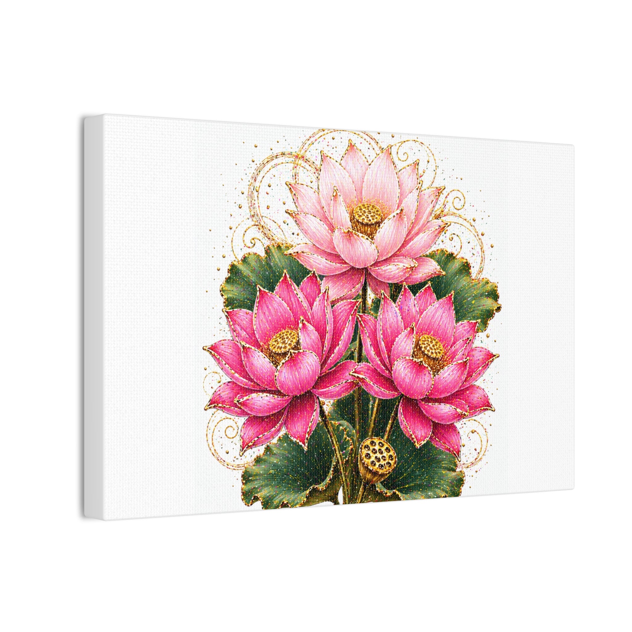 Lotus Floral Canvas Wall Art — Pink Lotus Stretched Canvas Print