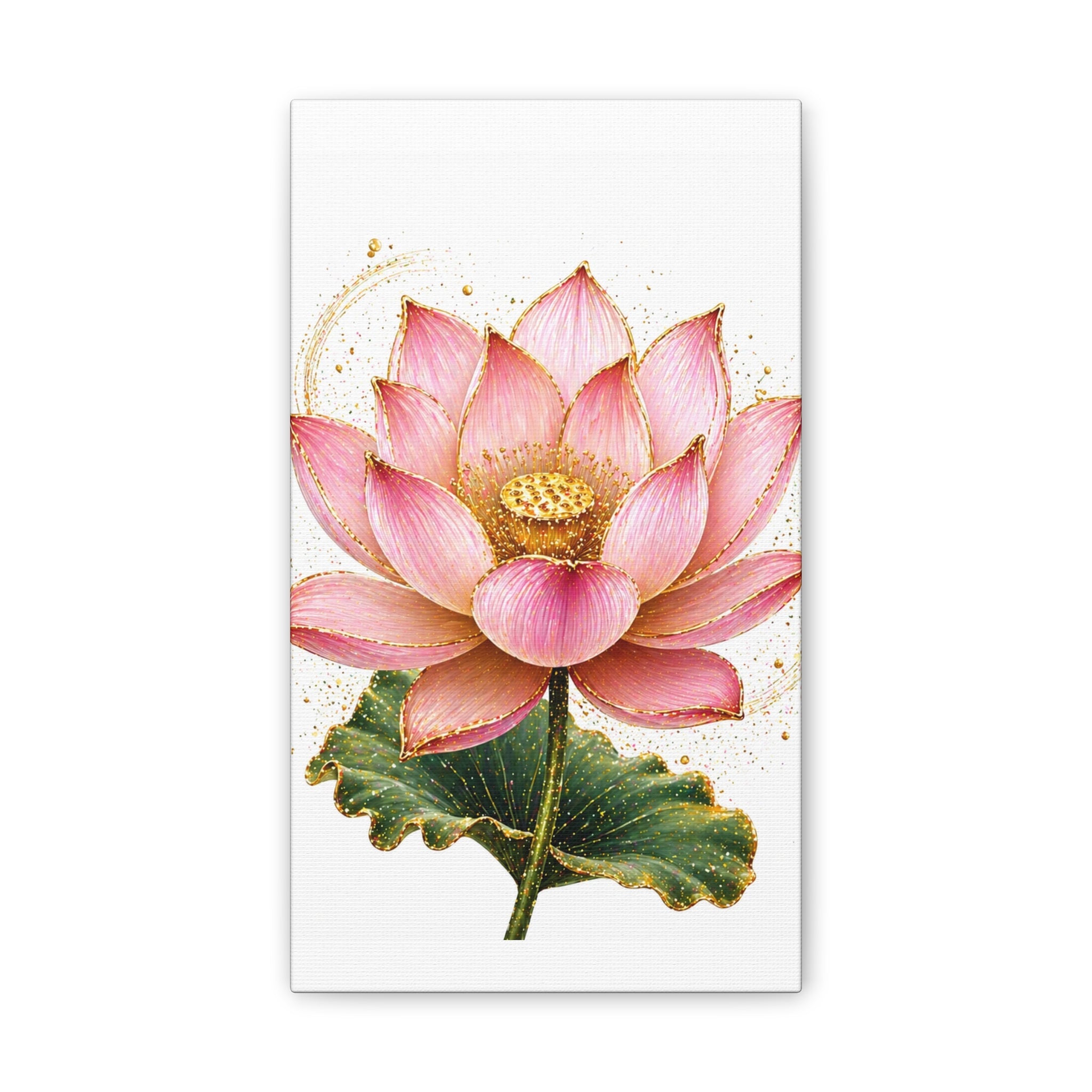 Pink Lotus Canvas Wall Art — Stretched Floral Canvas Print
