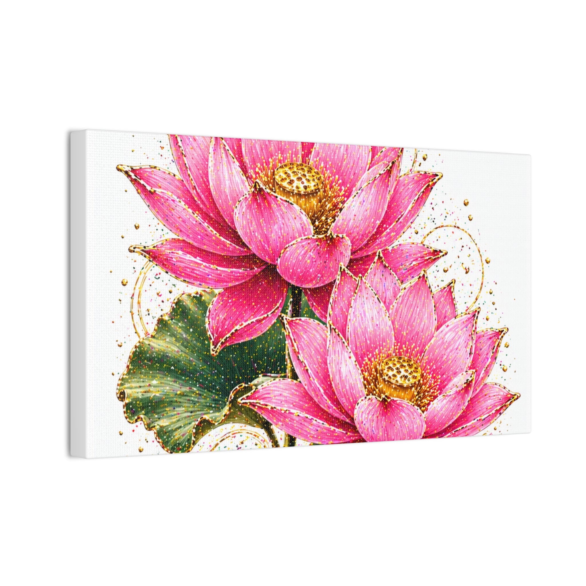 Pink Lotus Canvas Wall Art — Stretched Floral Canvas Print