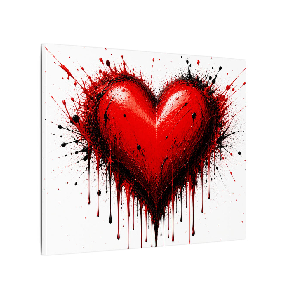 Dripping Red Heart Matte Canvas Wall Art — Bold Graffiti Love Print
