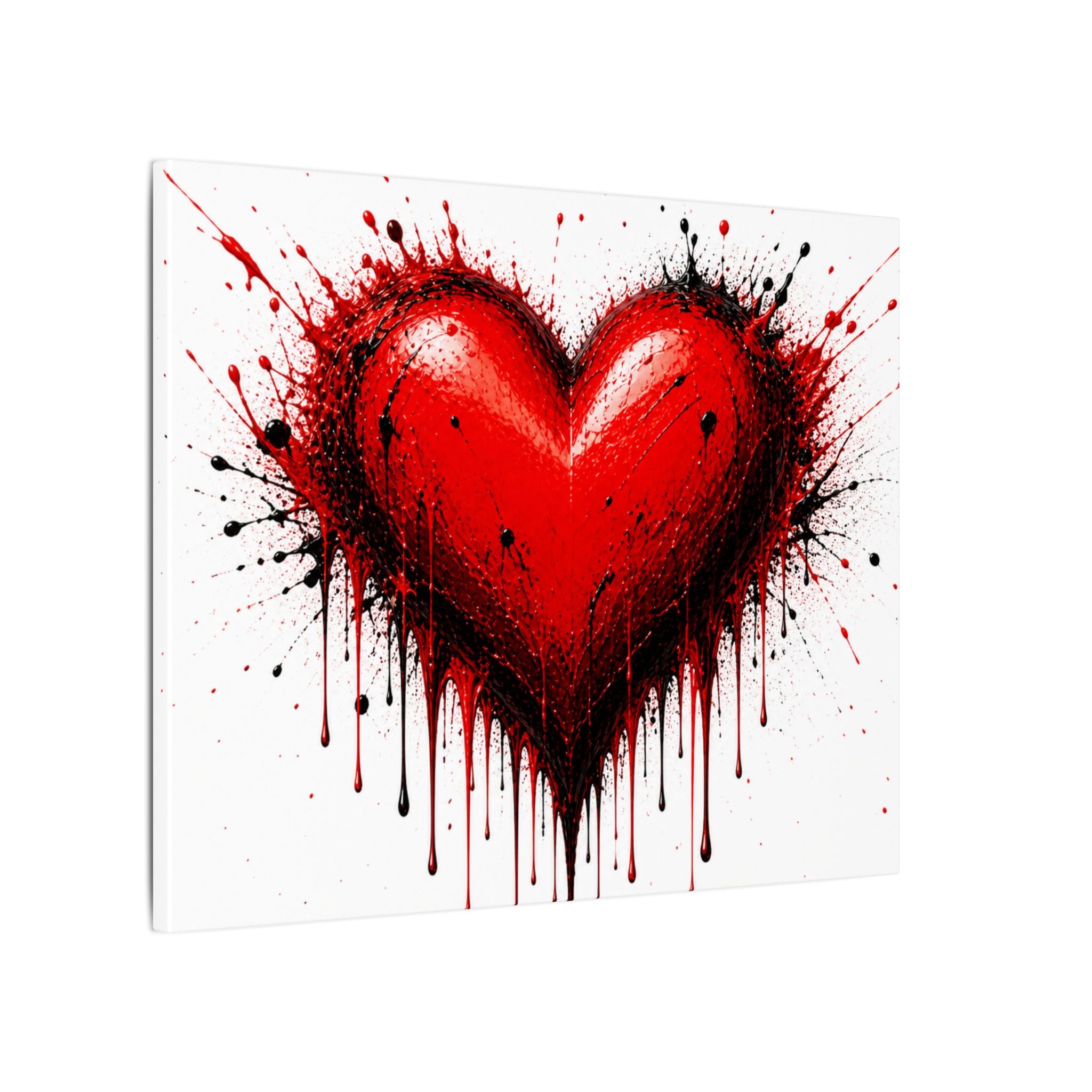 Dripping Red Heart Matte Canvas Wall Art — Bold Graffiti Love Print