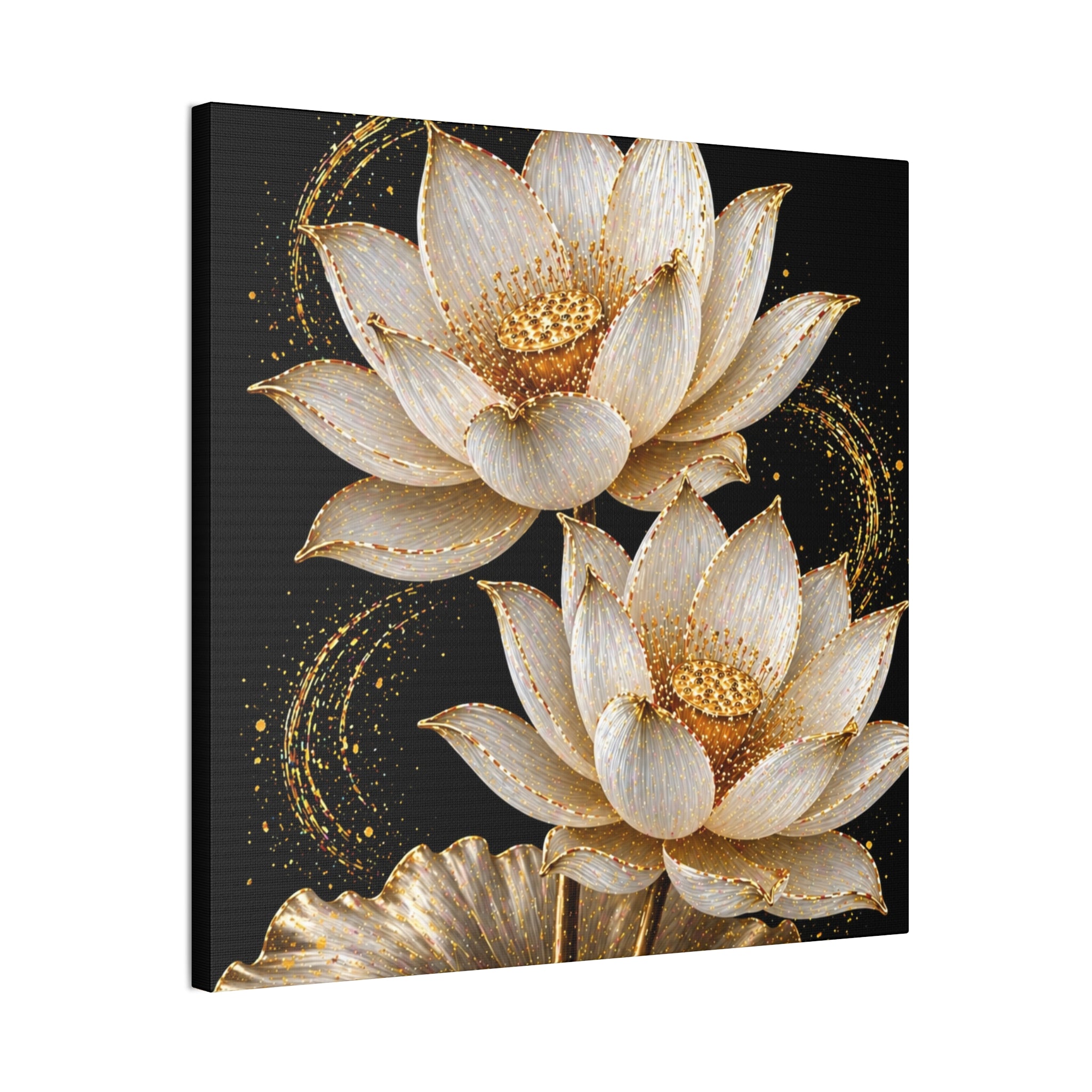 Golden Lotus Canvas Print — Elegant Floral Wall Art
