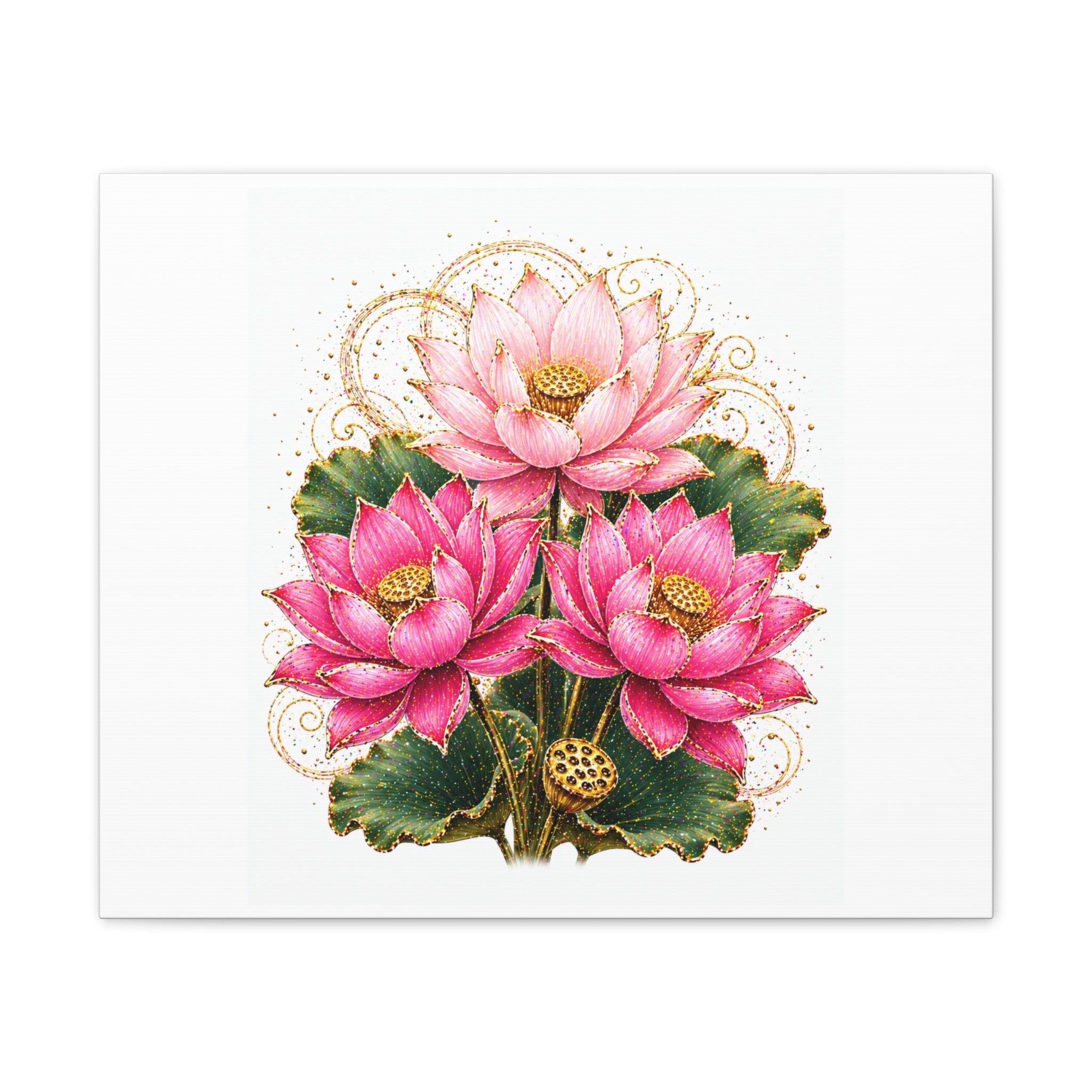 Lotus Floral Canvas Wall Art — Pink Lotus Stretched Canvas Print