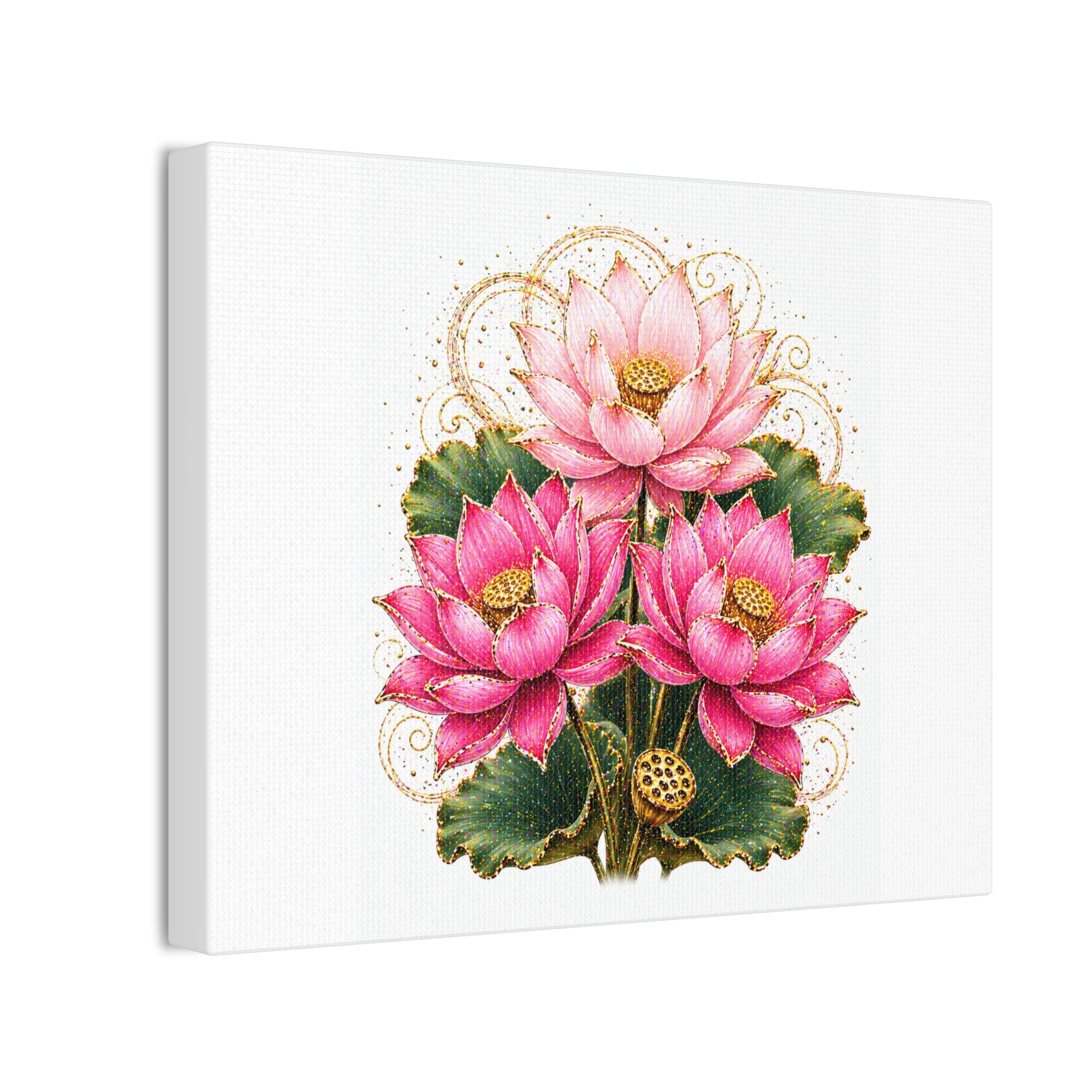 Lotus Floral Canvas Wall Art — Pink Lotus Stretched Canvas Print