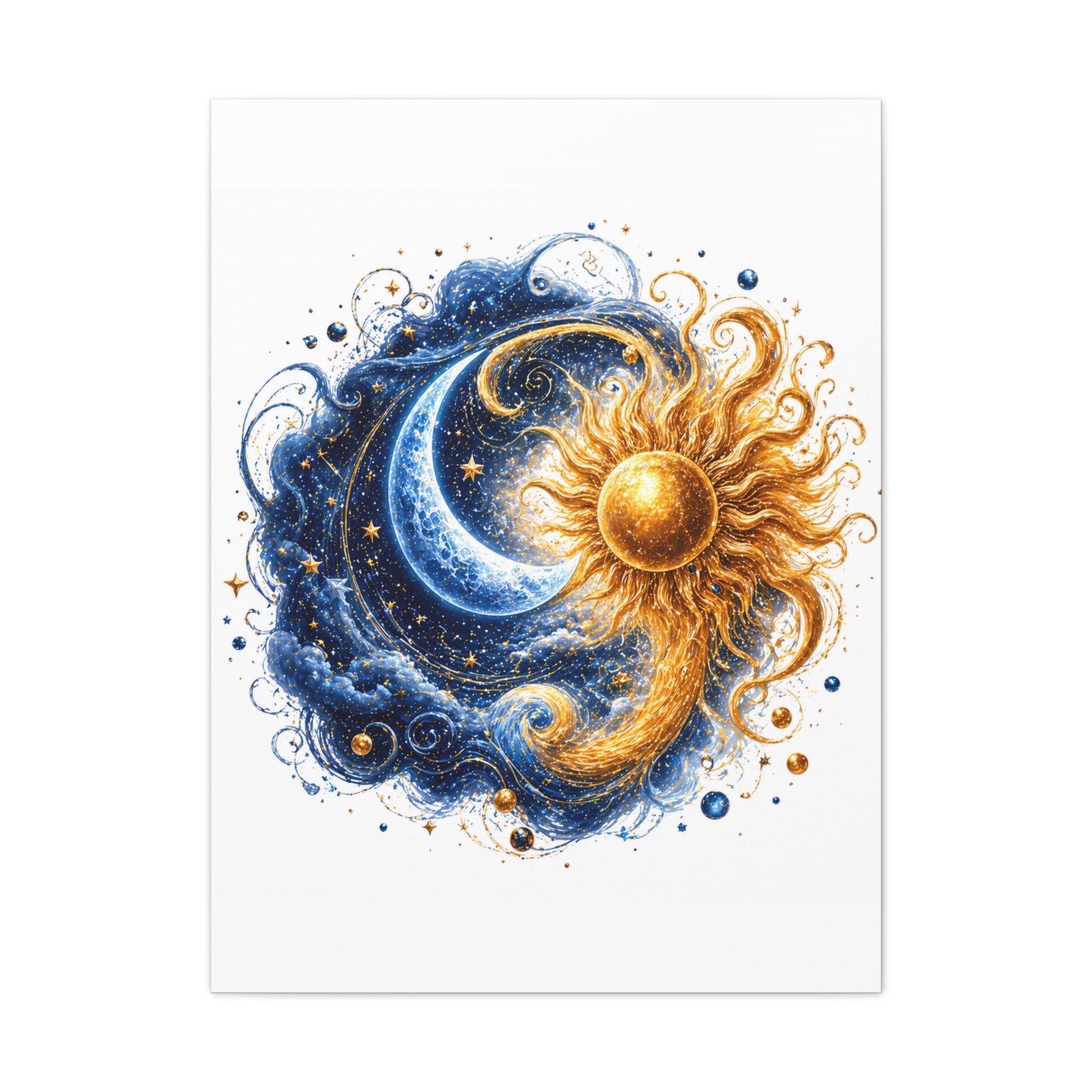 Sun and Moon Wall Art Canvas - Cosmic Celestial Painting