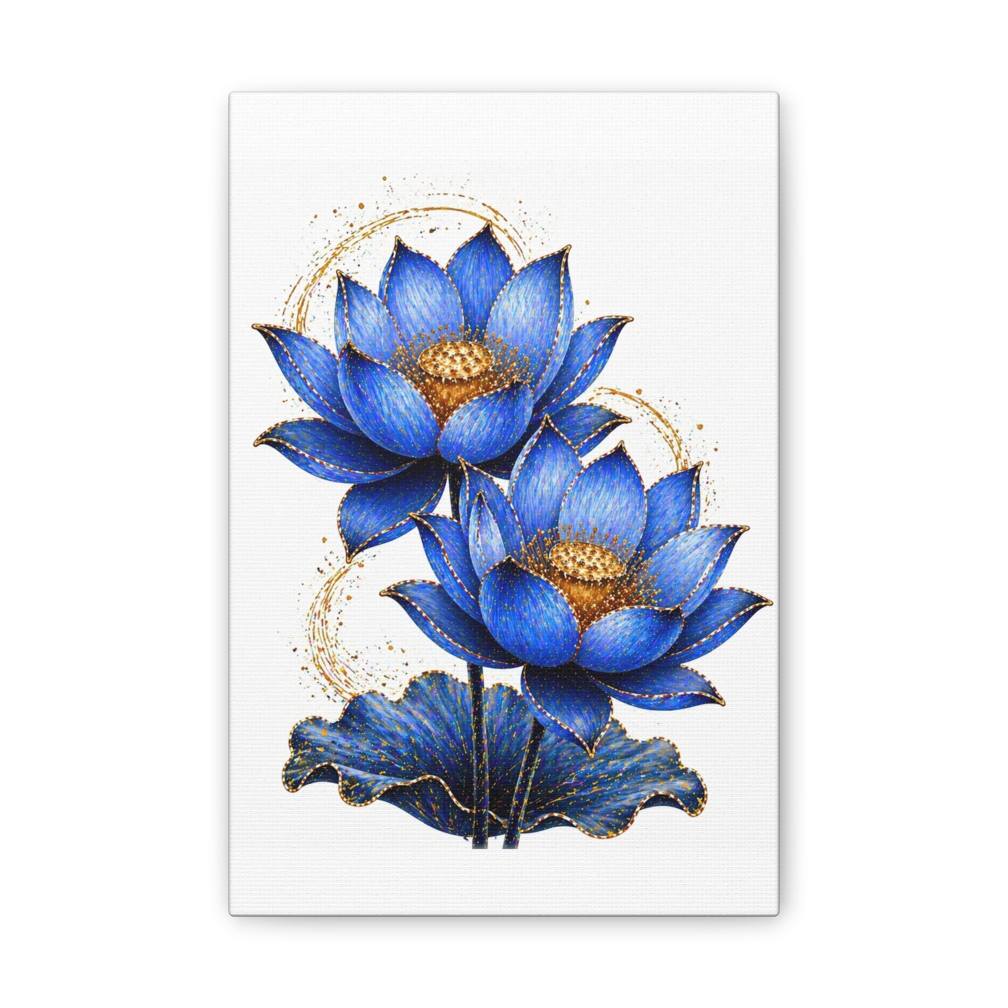 Blue Lotus Canvas Wall Art — Stretched 0.75" Botanical Print