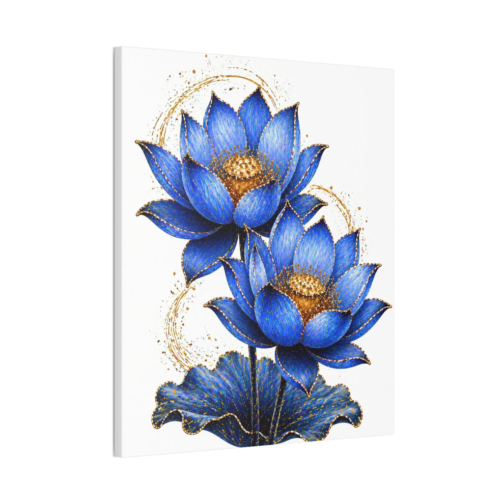 Blue Lotus Canvas Wall Art — Stretched 0.75" Botanical Print