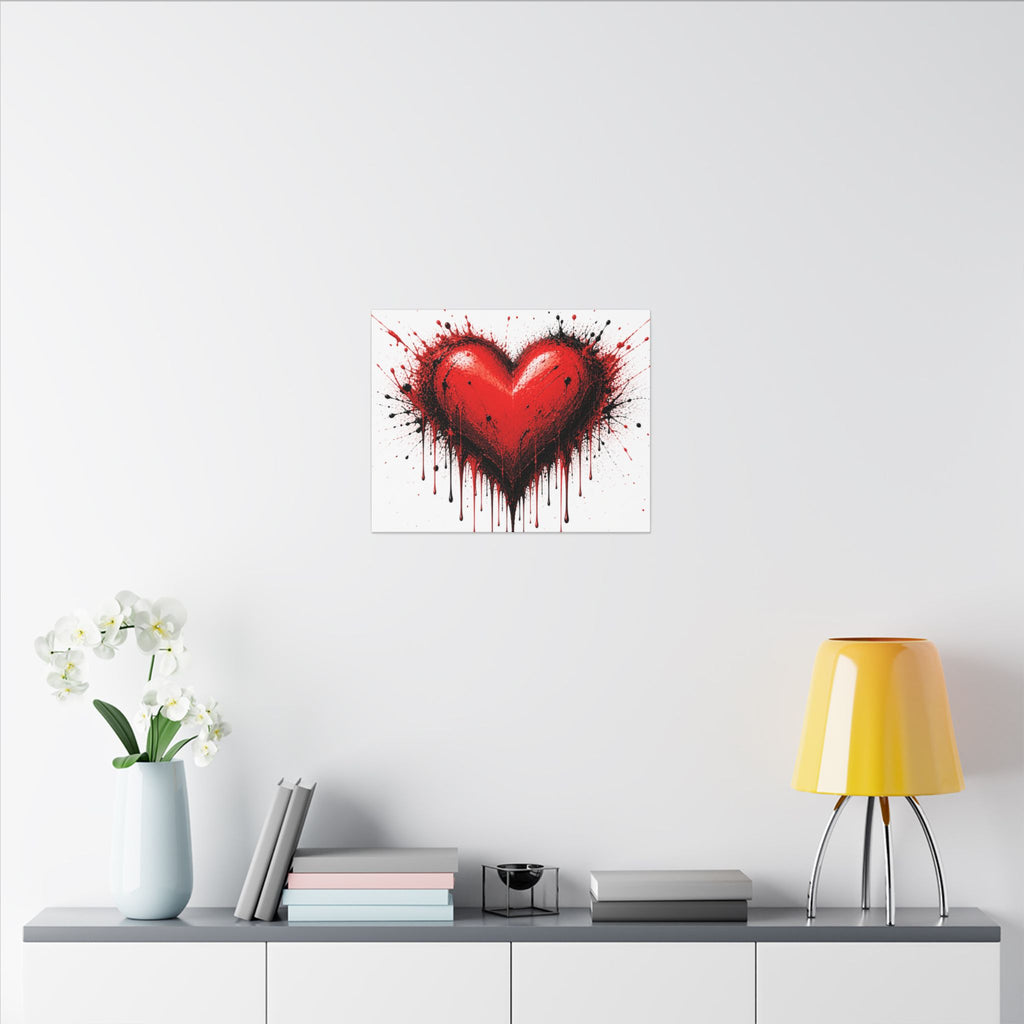 Dripping Red Heart Matte Canvas Wall Art — Bold Graffiti Love Print