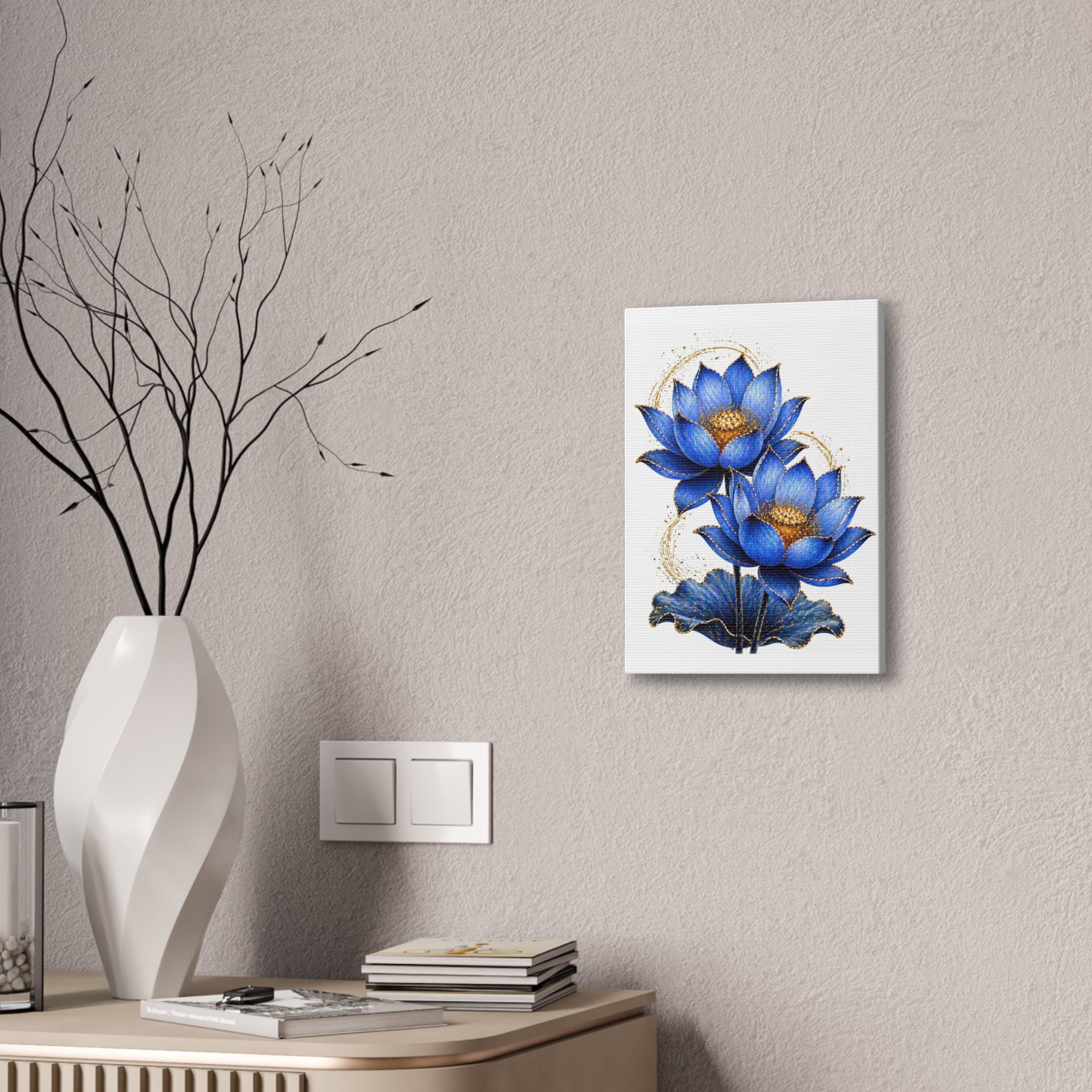 Blue Lotus Canvas Wall Art — Stretched 0.75" Botanical Print