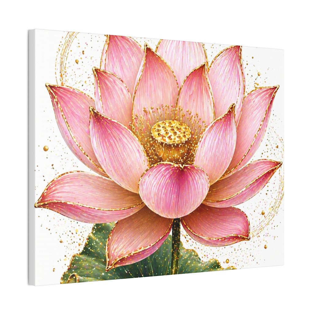Pink Lotus Canvas Wall Art — Stretched Floral Canvas Print