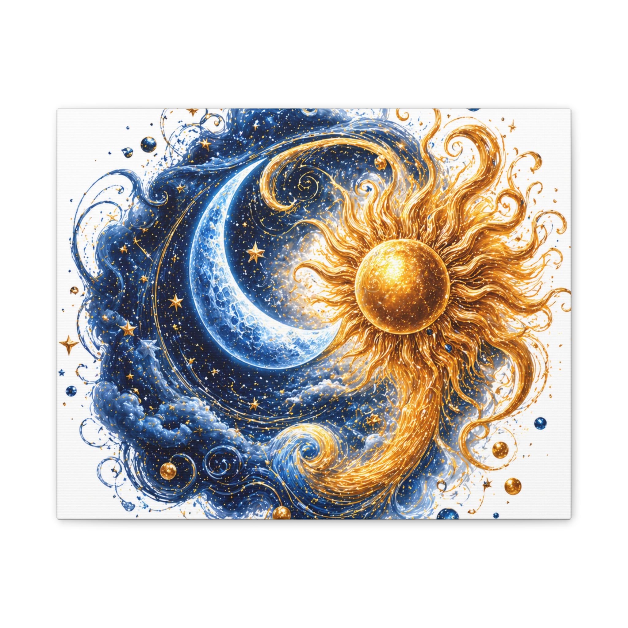 Sun and Moon Wall Art Canvas - Cosmic Celestial Painting