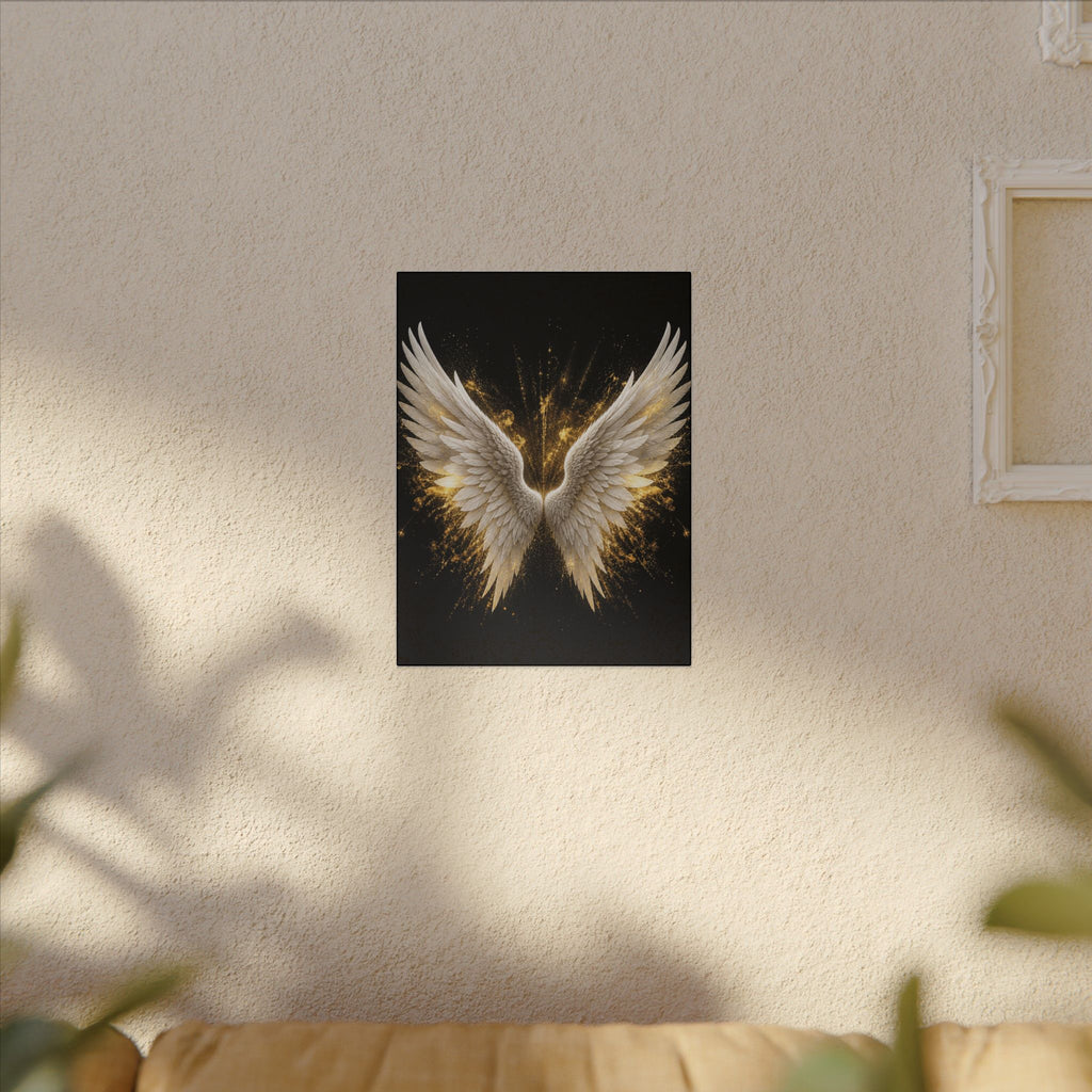 Angel Wings Canvas Print – Golden Feather Wall Art