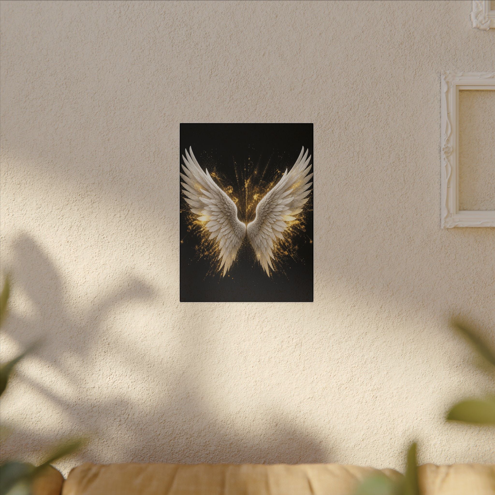 Angel Wings Canvas Print – Golden Feather Wall Art