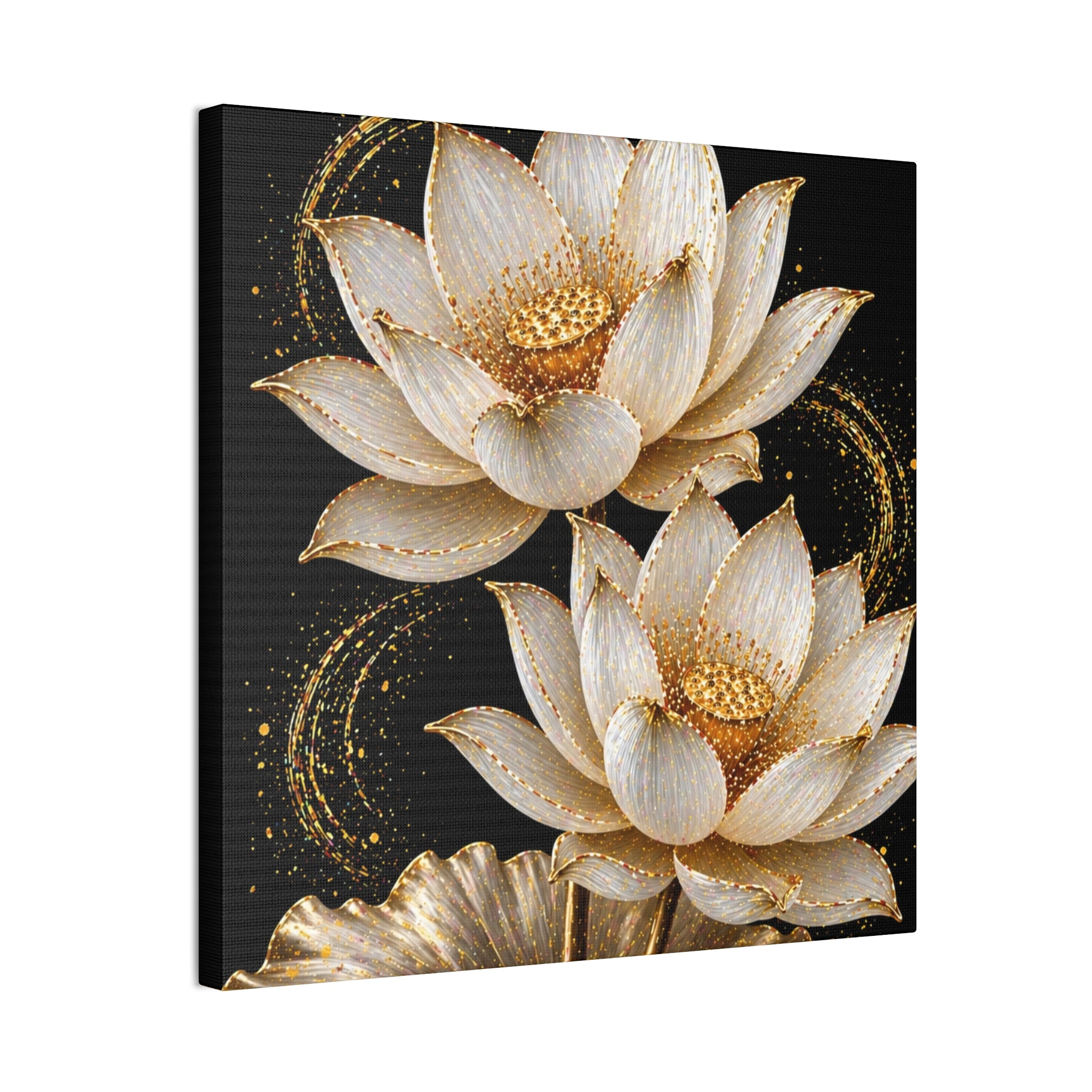 Golden Lotus Canvas Print — Elegant Floral Wall Art