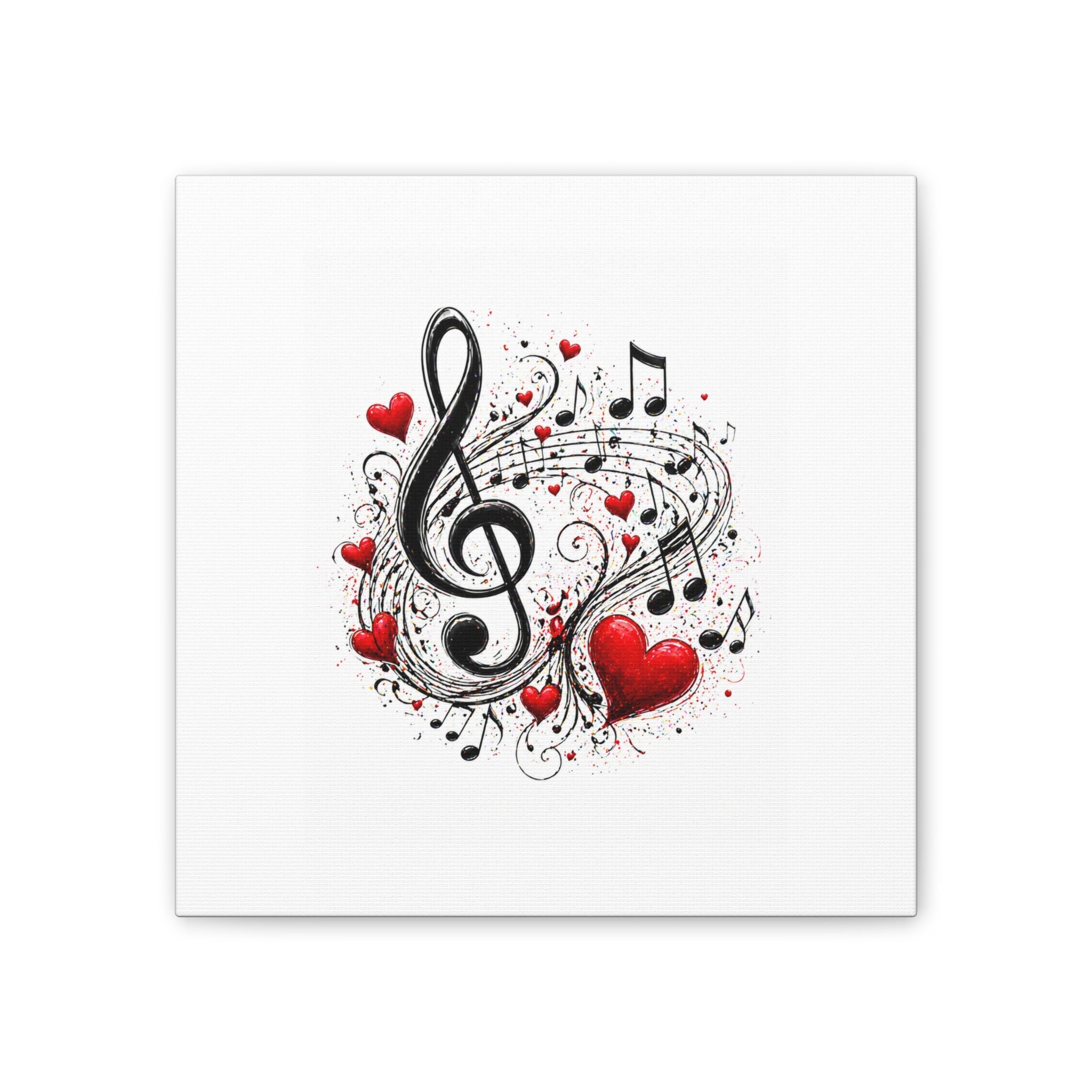 Music Lover Canvas Print – Treble Clef & Hearts Wall Art