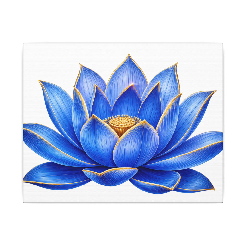 Blue Lotus Canvas Wall Art — Stretched Matte Floral Print