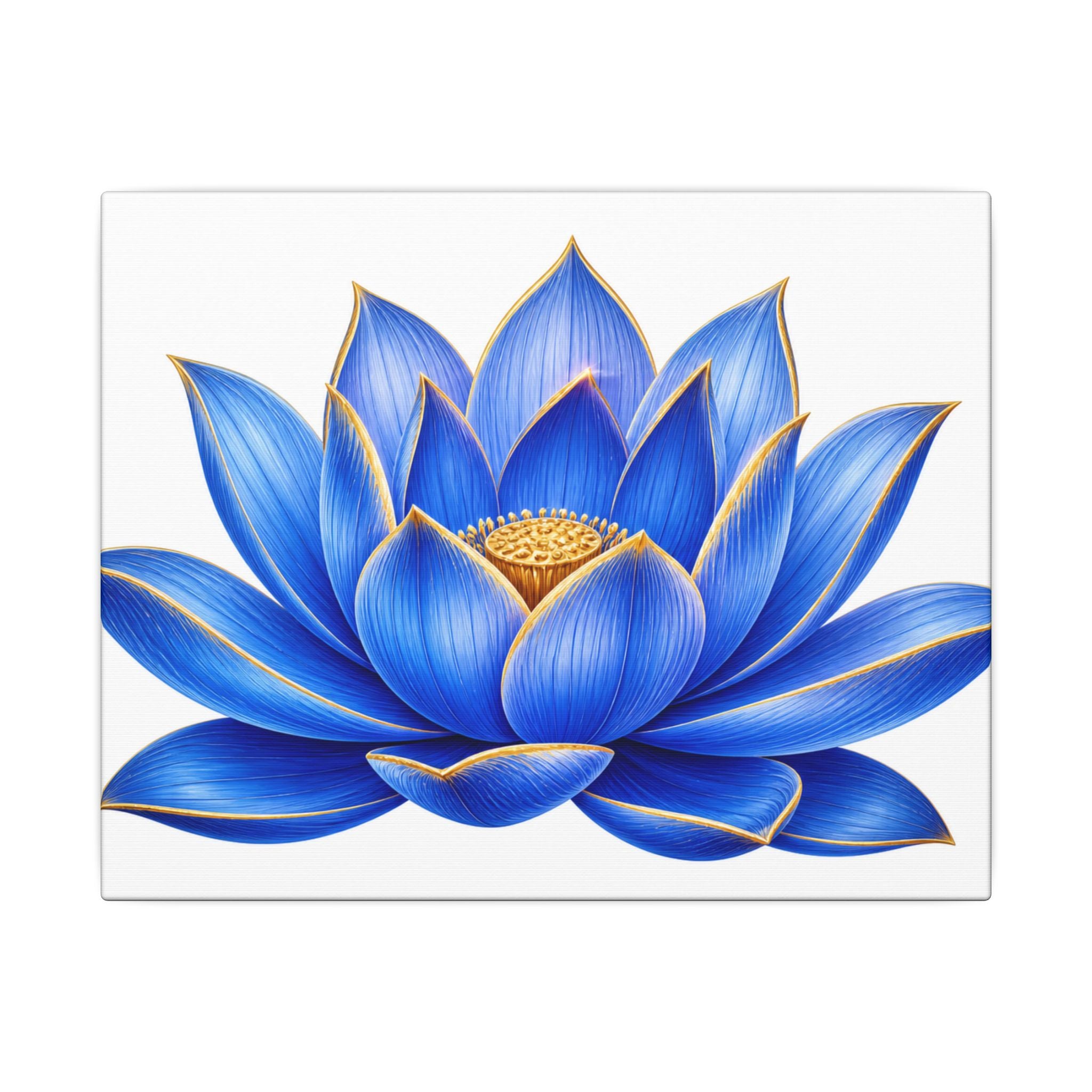 Blue Lotus Canvas Wall Art — Stretched Matte Floral Print