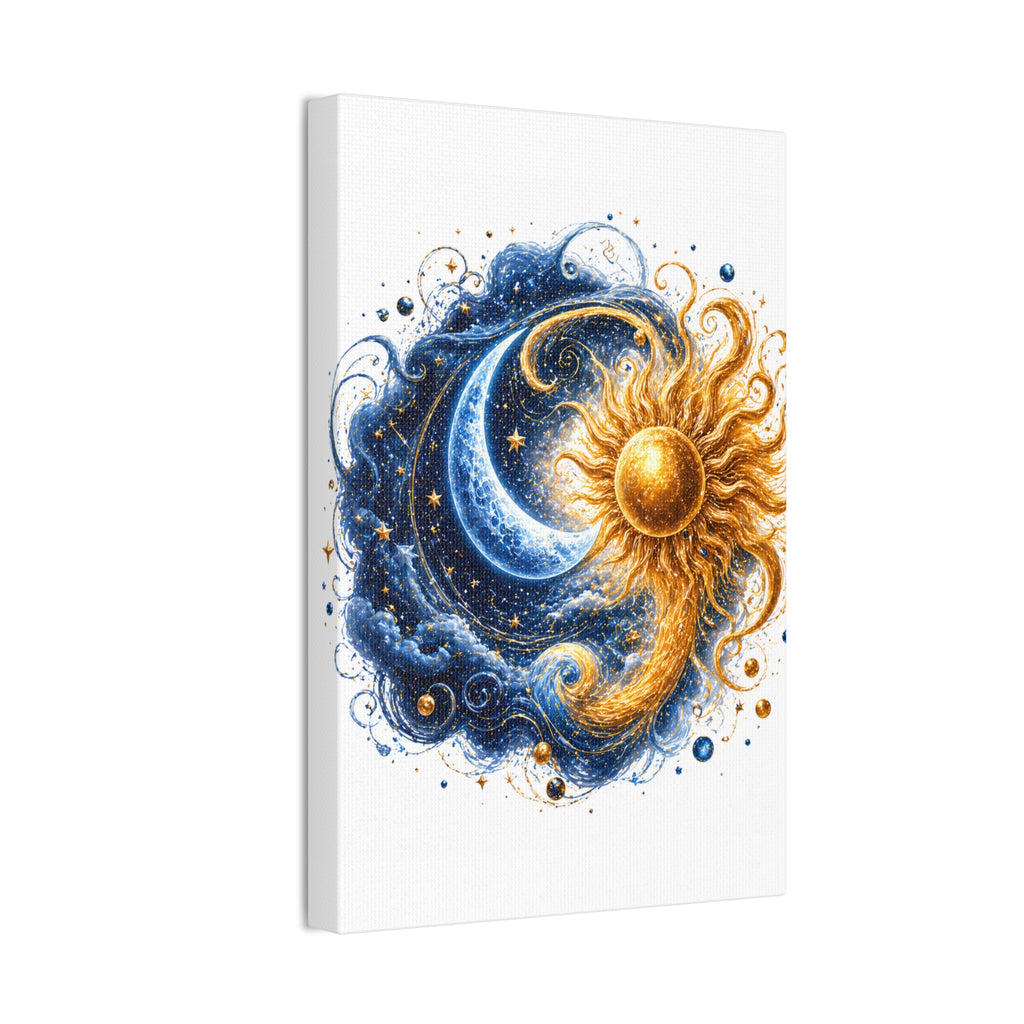 Sun and Moon Wall Art Canvas - Cosmic Celestial Painting
