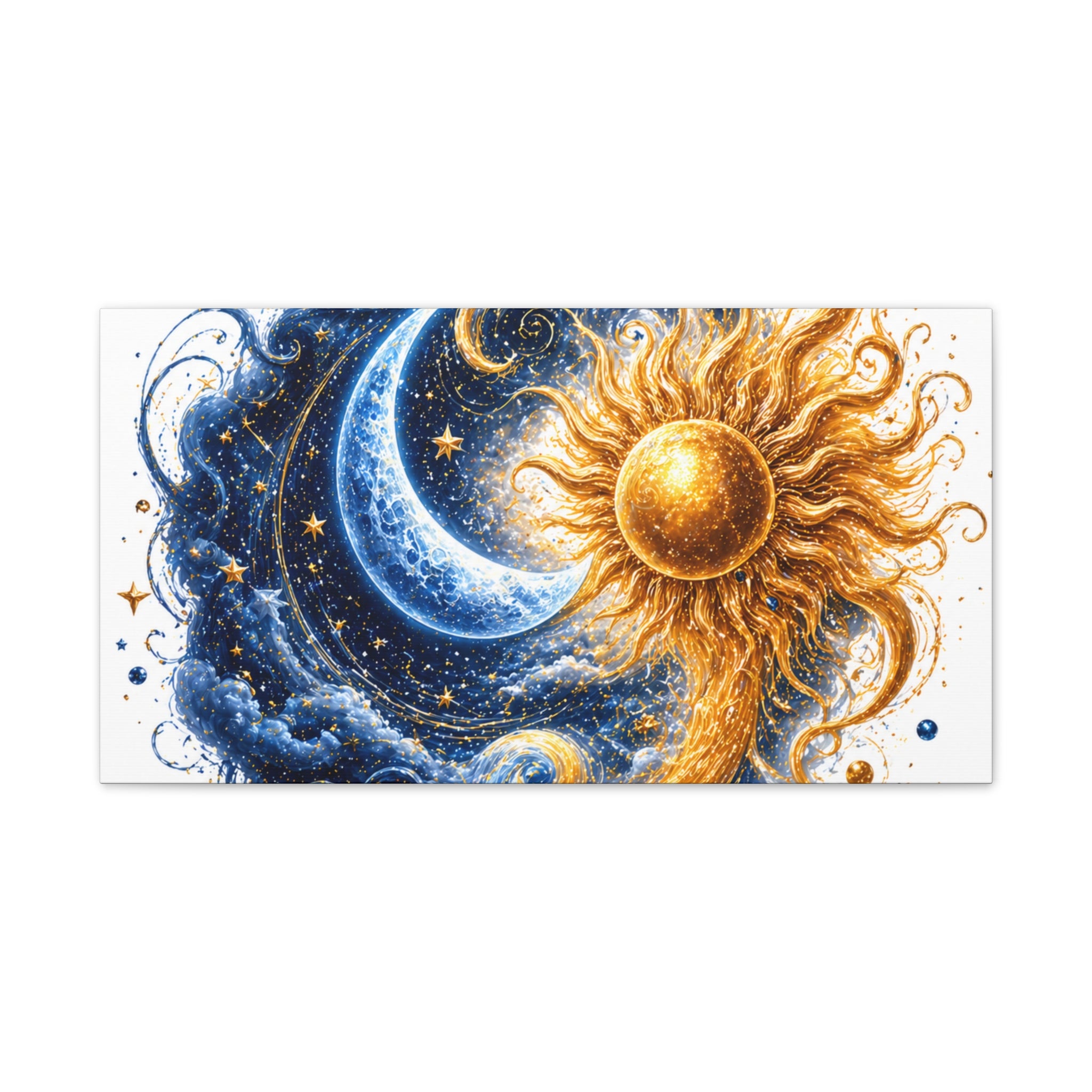 Sun and Moon Wall Art Canvas - Cosmic Celestial Painting