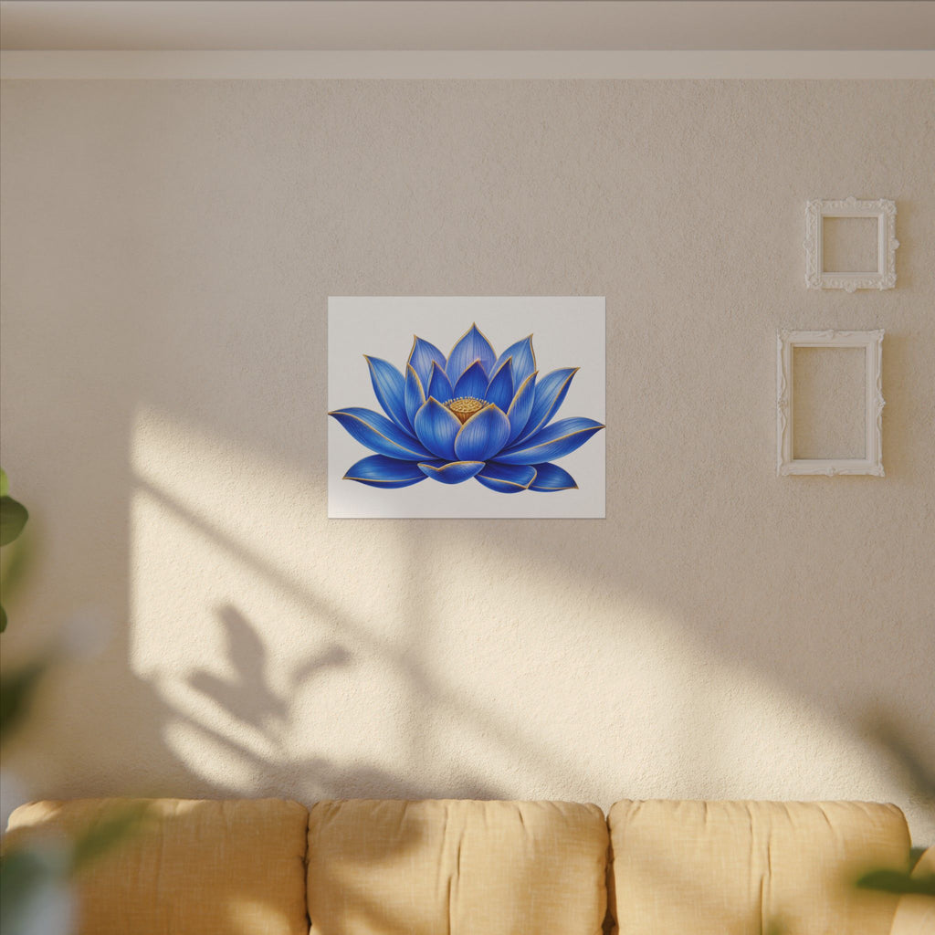 Blue Lotus Canvas Wall Art — Stretched Matte Floral Print