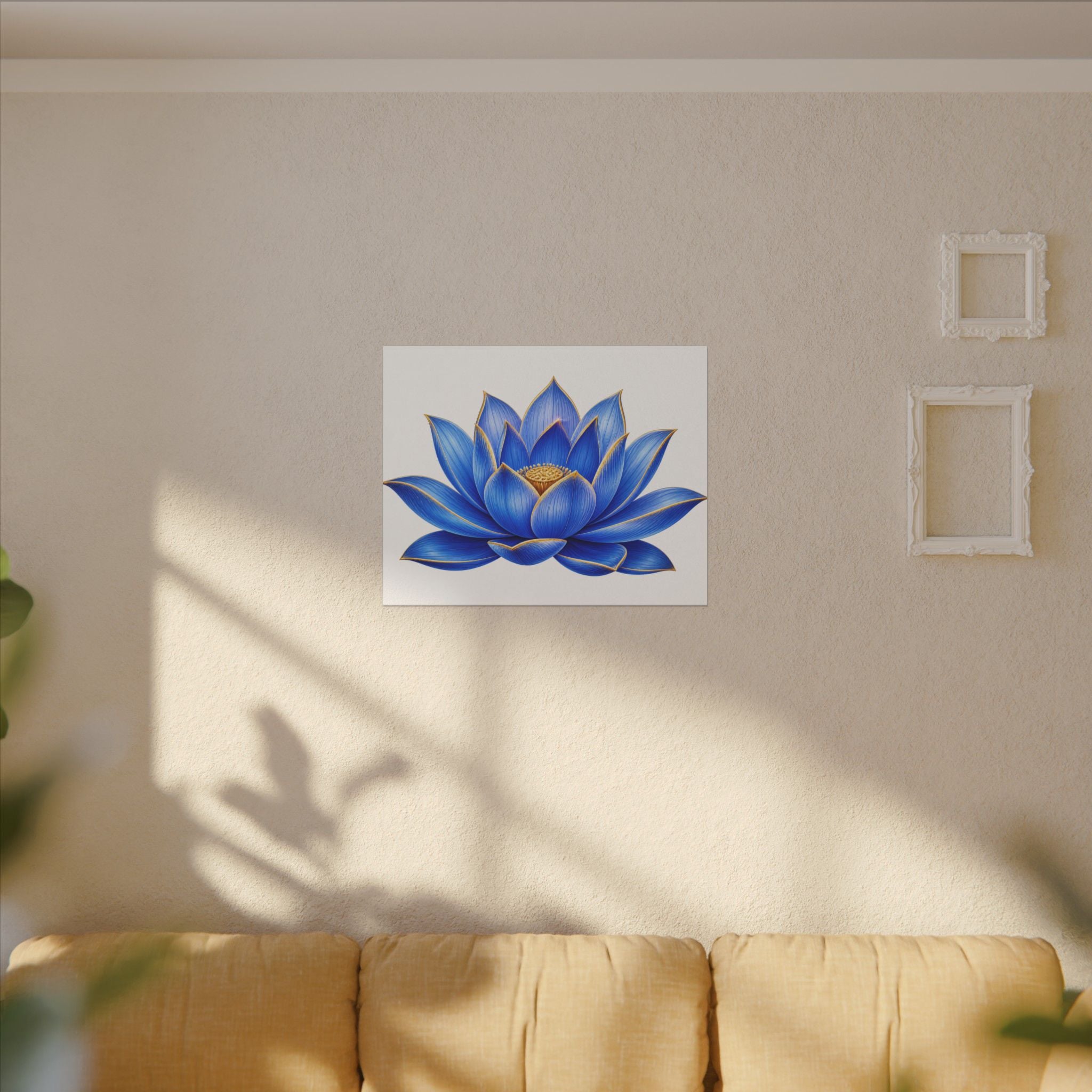 Blue Lotus Canvas Wall Art — Stretched Matte Floral Print