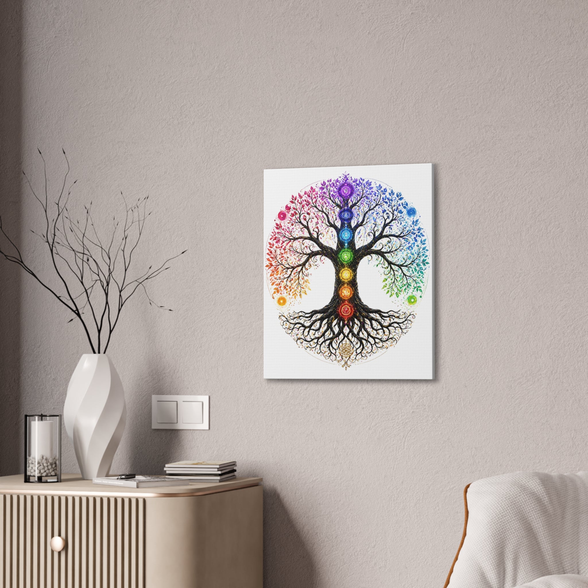 Chakra Tree of Life Canvas Art — Rainbow Chakra Wall Print