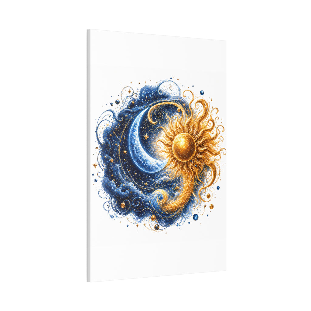 Sun and Moon Wall Art Canvas - Cosmic Celestial Painting