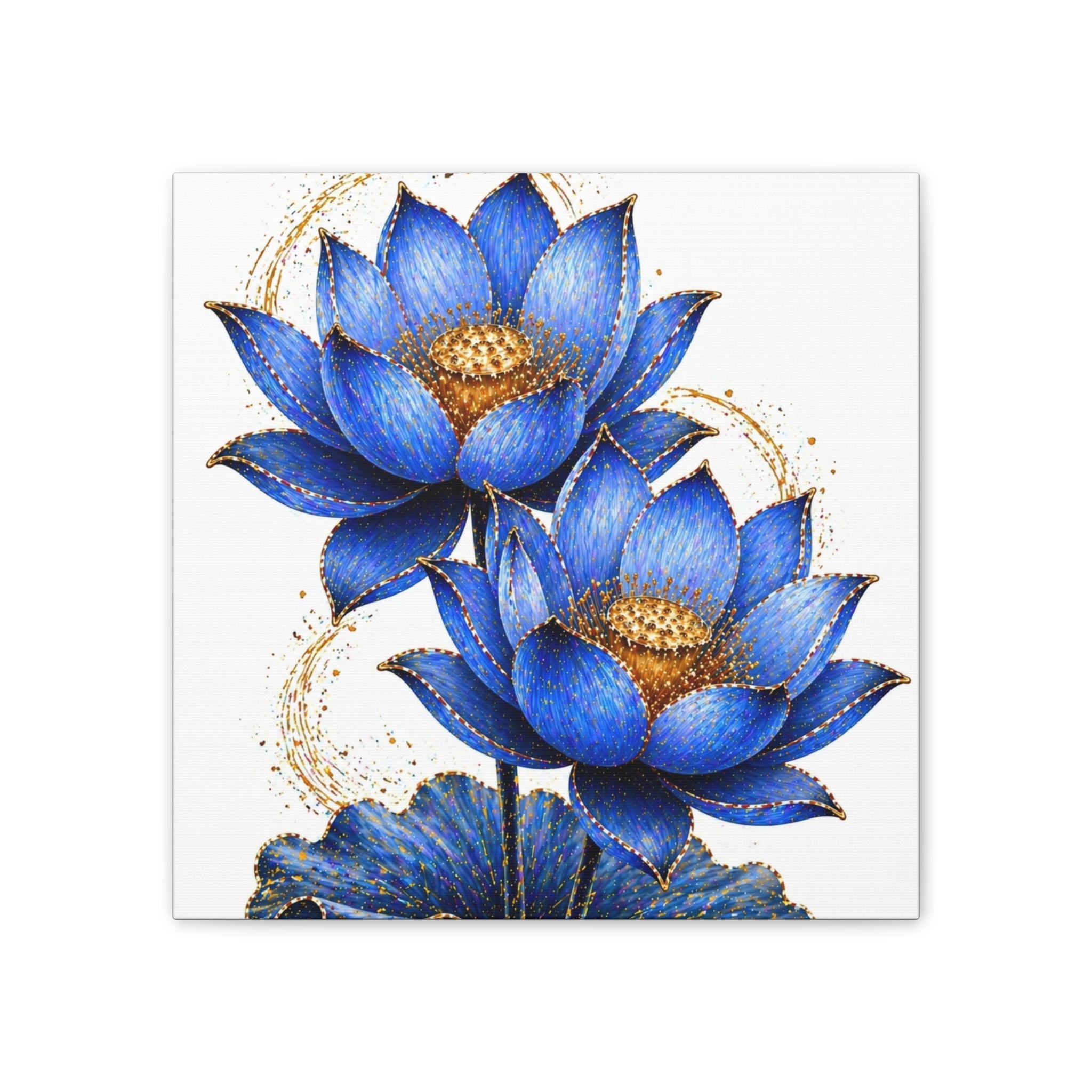 Blue Lotus Canvas Wall Art — Stretched 0.75" Botanical Print
