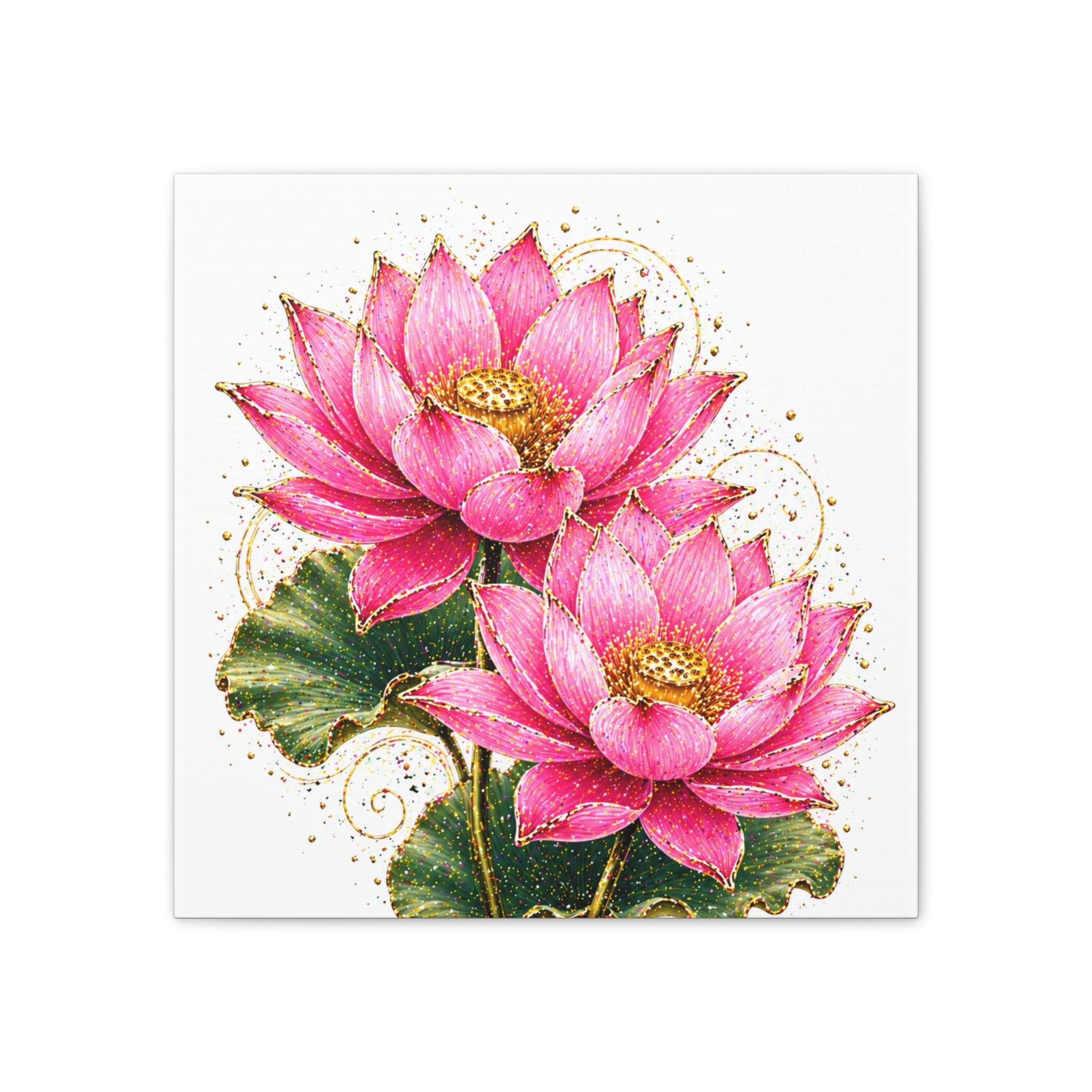 Pink Lotus Canvas Wall Art — Stretched Floral Canvas Print