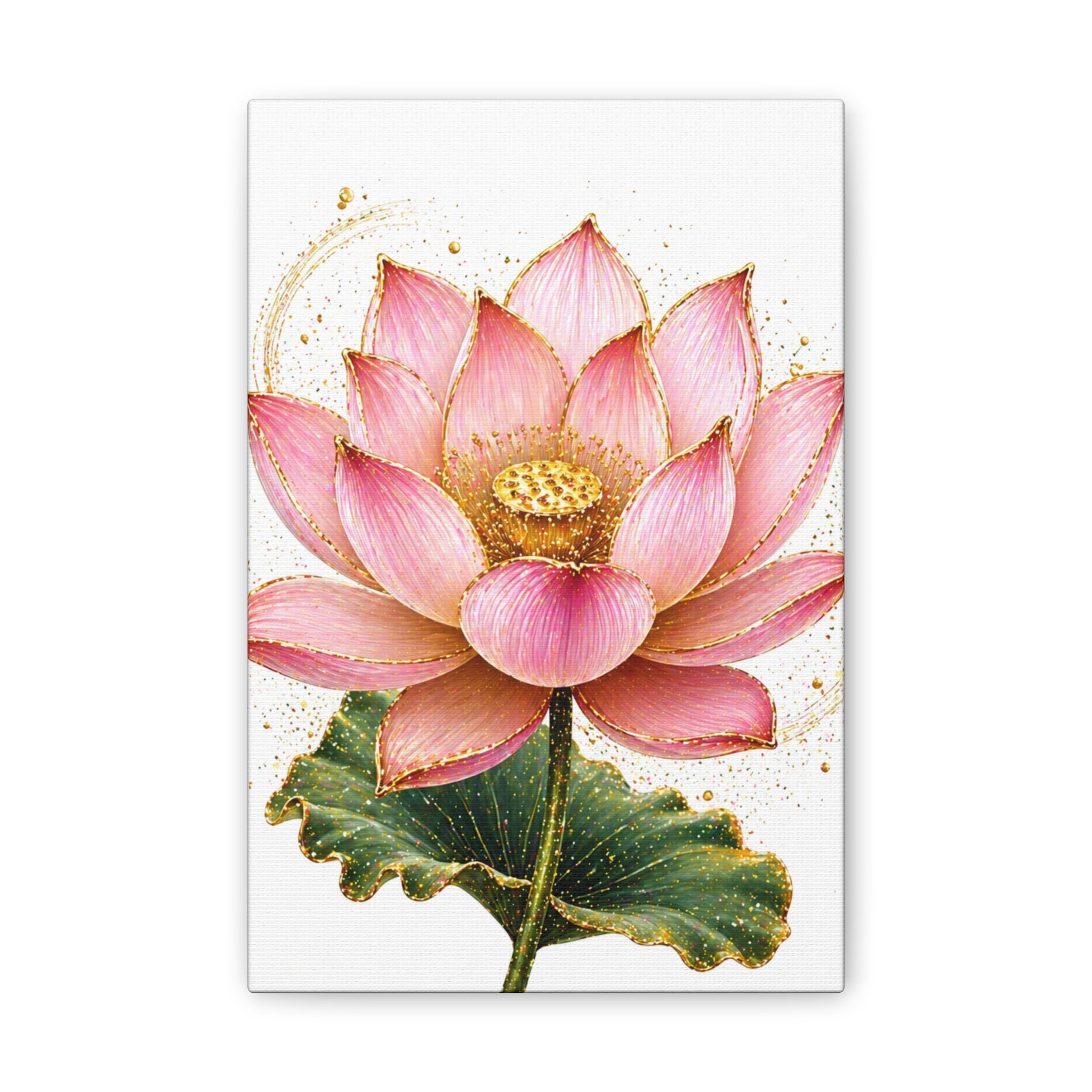 Pink Lotus Canvas Wall Art — Stretched Floral Canvas Print