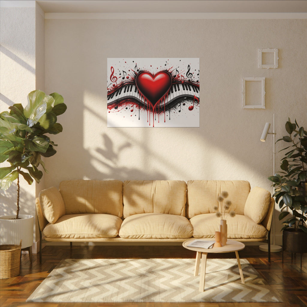 Dripping Red Heart Piano Matte Canvas