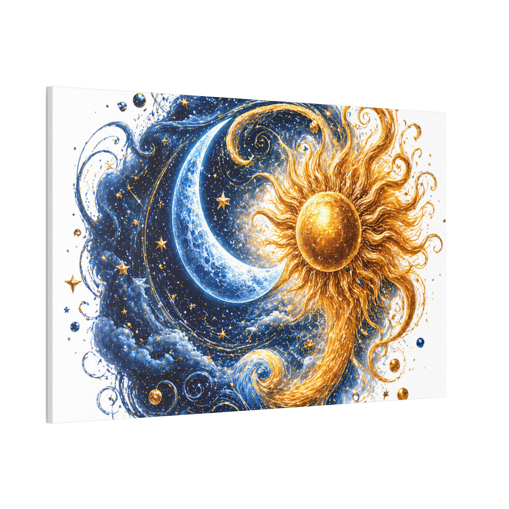 Sun and Moon Wall Art Canvas - Cosmic Celestial Painting