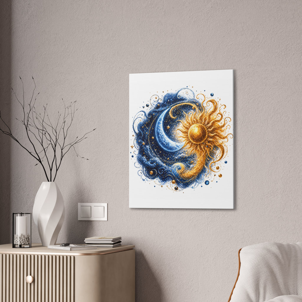 Sun and Moon Wall Art Canvas - Cosmic Celestial Painting