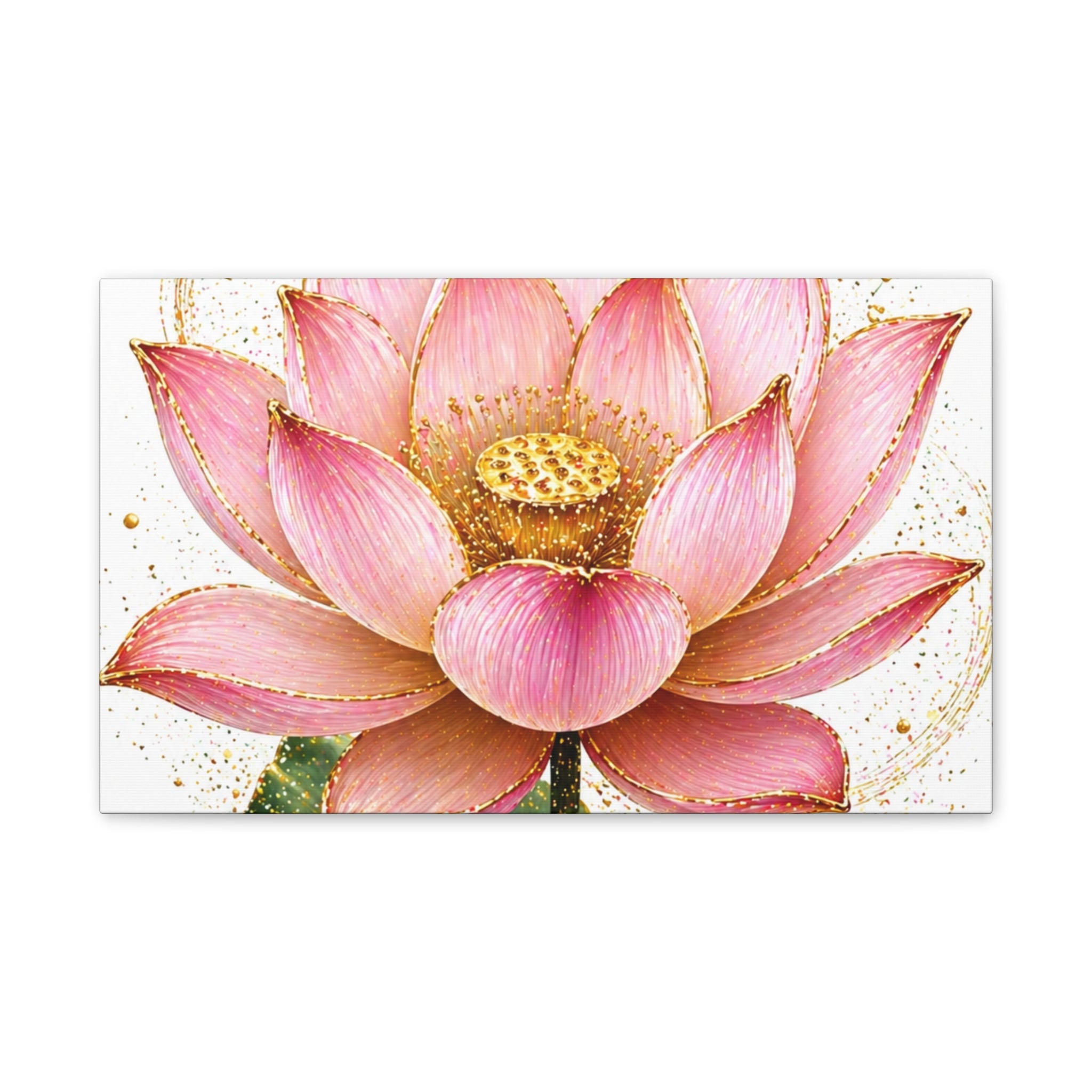 Pink Lotus Canvas Wall Art — Stretched Floral Canvas Print
